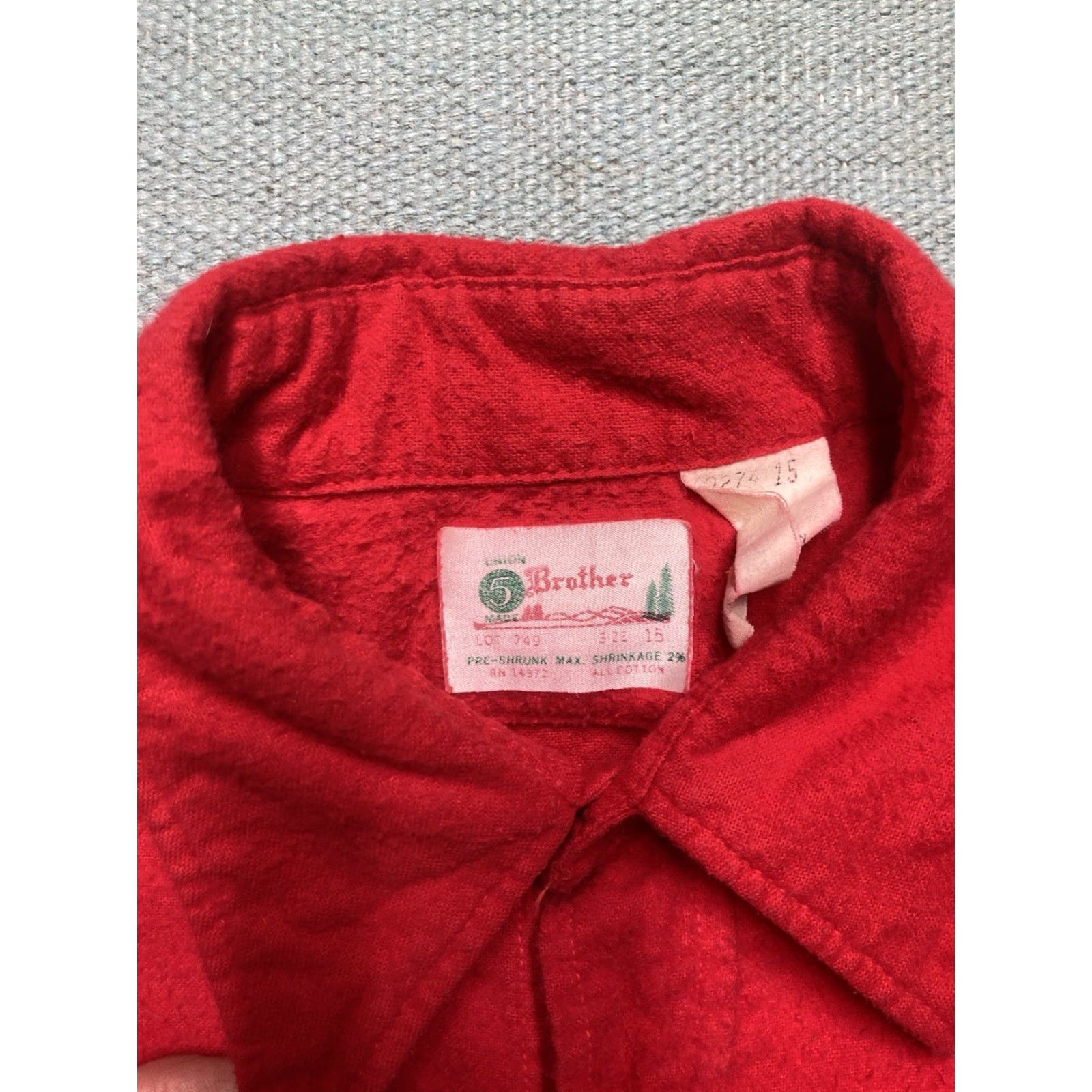 Vintage VINTAGE Five Brothers Chamois Flannel Work Shirt Button-Up Long Sleeve Red M Medium Men 60s Cotton Brushed Soft Size US M / EU 48-50 / 2 - 4 Thumbnail