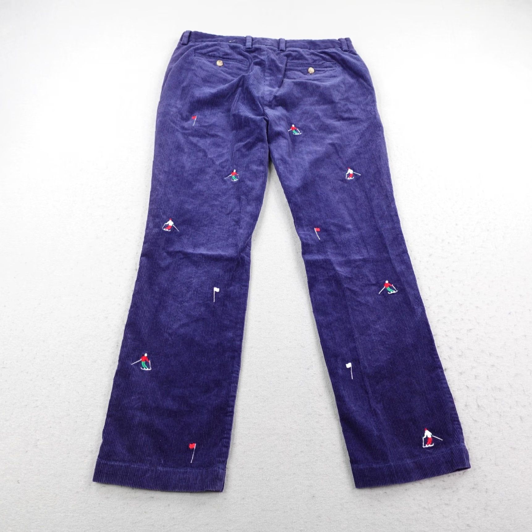 Vineyard Vines VINTAGE Vineyard Vines Pants Chino Men 35x32 Corduroy Purple Embroidered Skiers/Logo - 35 Inseam Regular Fit, Flat Front, Button Zip Closure Mens Size US 35 - 5 Thumbnail