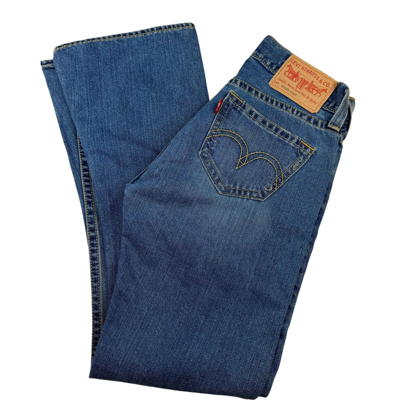 Levi's Y2K Levi's Type 1 Tough Boot Distressed Bootcut Jeans Size 8 Size 30" / US 8 / IT 44 - 1 Thumbnail