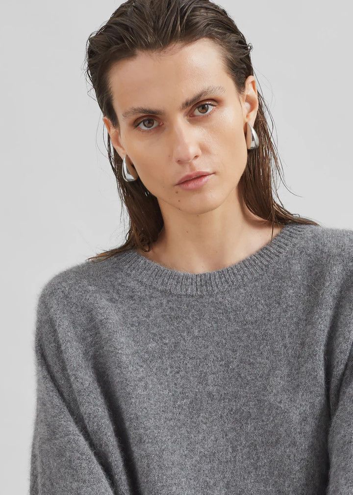 Loulou de Saison o1s22i1n1024 Wool Blend Pullover Sweater in Grey Size M / US 6-8 / IT 42-44 - 3 Thumbnail