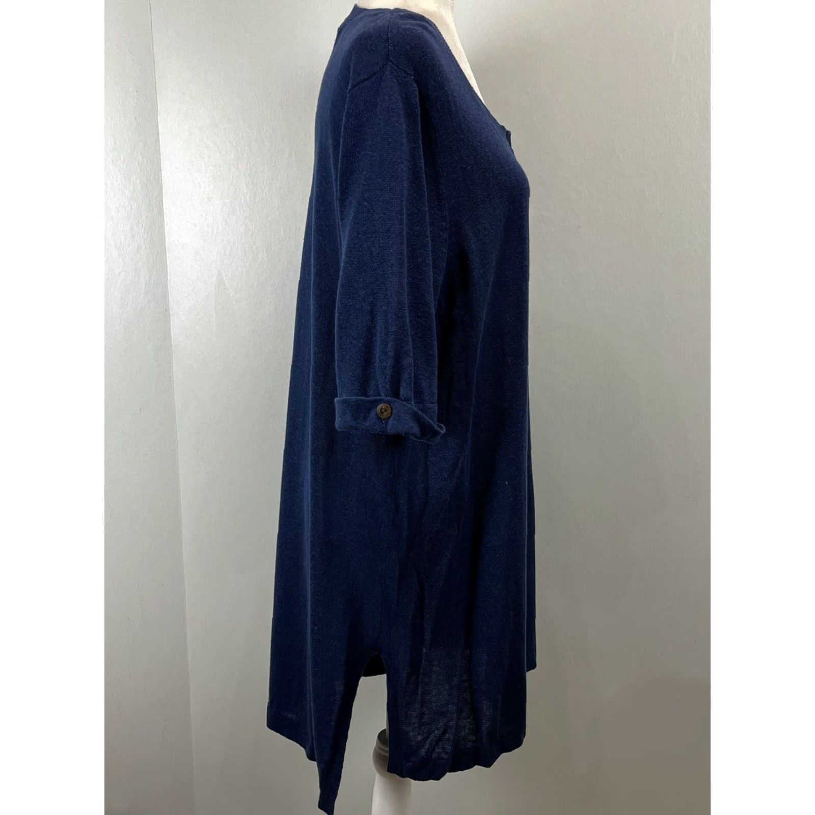 J. Jill J. Jill Linen Sweater Dress Women's Large Blue Lightweight Knee Length Size L / US 10 / IT 46 - 4 Thumbnail