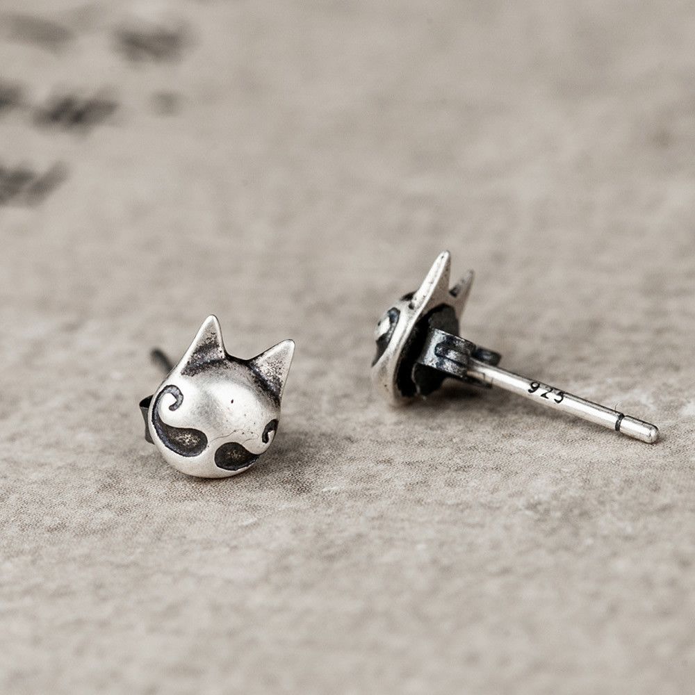 Diamond Earrings x Jewelry Cat Earrings One Pairs Chrome Jewelry in Silver, Men's