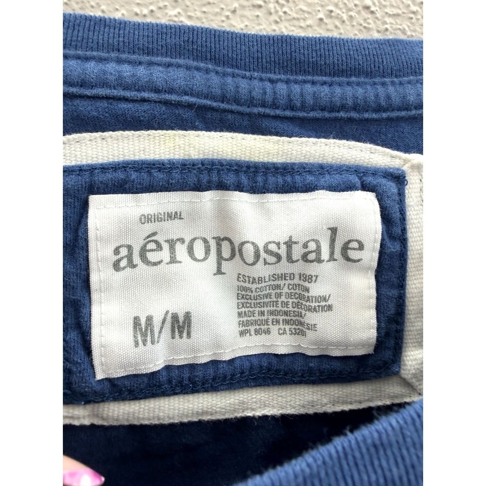 Vintage AeroPostale Shirt Blue Logo Short Sleeve 2000s Y2K Womens Medium Regular Cotton Knit T-Shirt Solid 90s City College Womens Size M / US 6-8 / IT 42-44 - 4 Thumbnail
