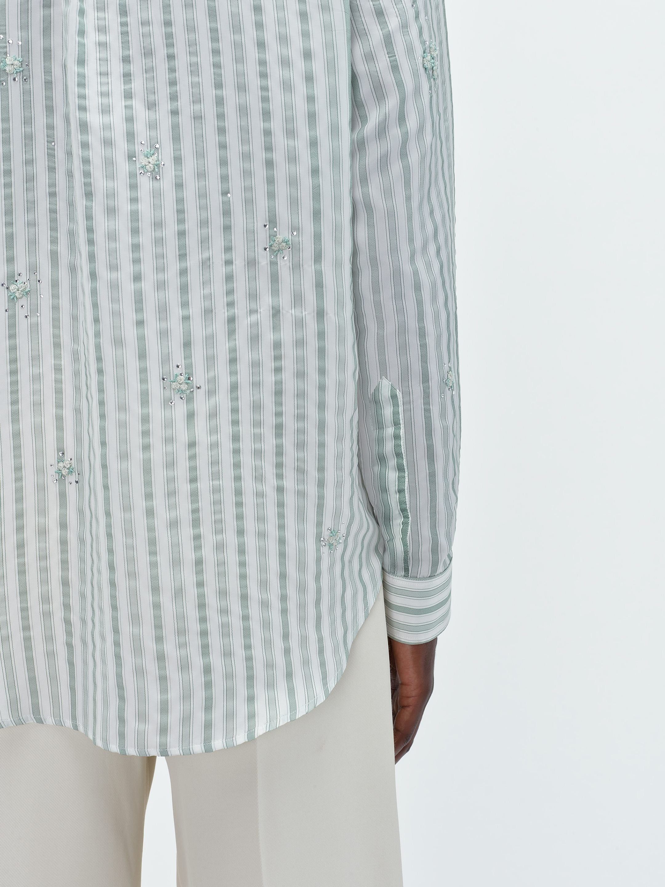 Amiri o1s1wg110425 Floral Stripe Shirt in White/Green Size US L / EU 52-54 / 3 - 8 Thumbnail