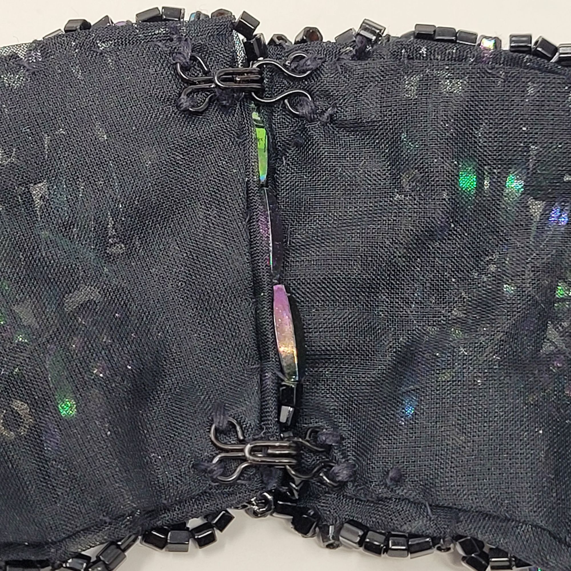 Handmade Vintage Handcrafted AB Oil Slick Beaded Statement Bib Collar Size ONE SIZE - 6 Thumbnail