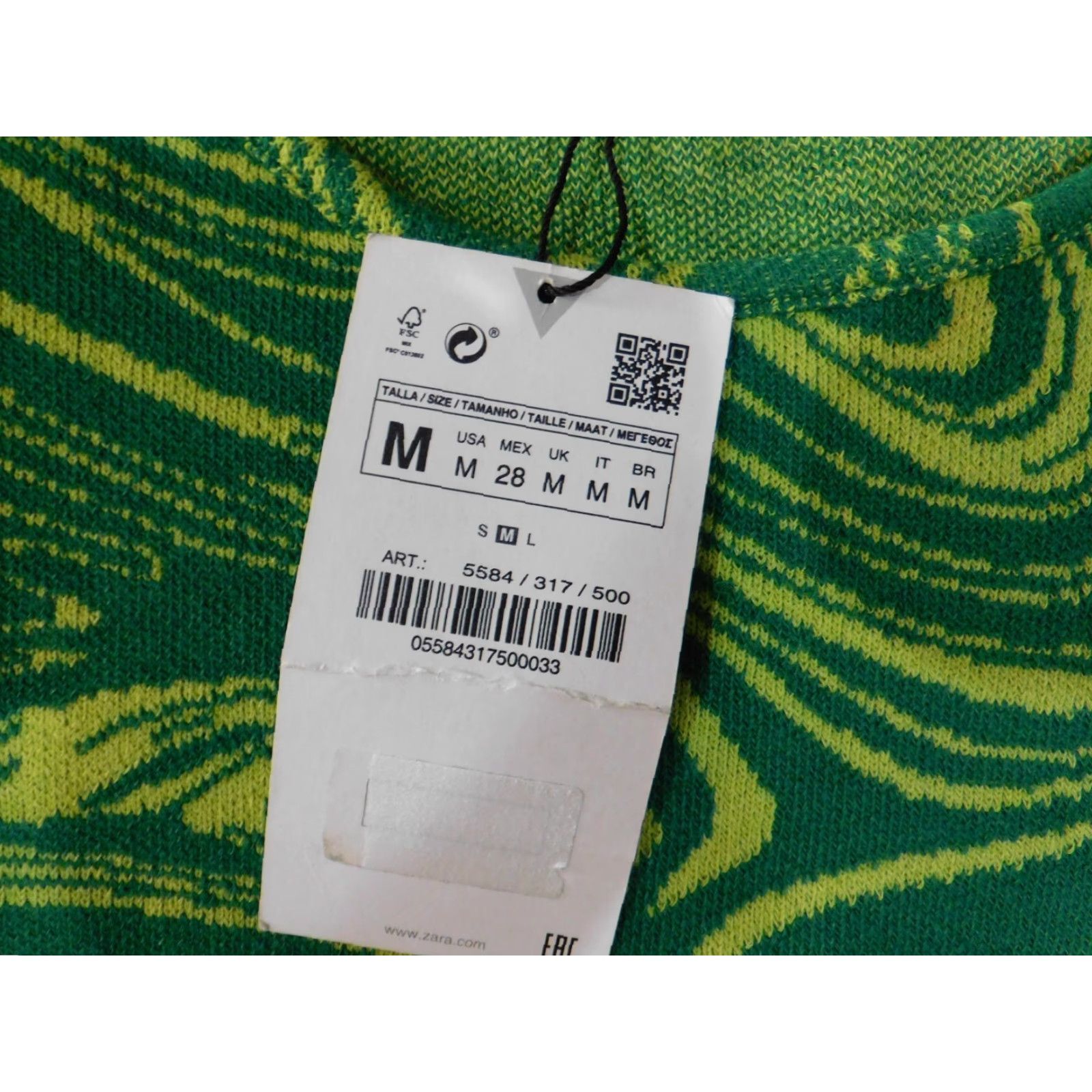 Zara Zara Dress Women Geometric Day Party Casual A-Line Knee Length Green Polyester Crew Neck Zip Raglan Sleeve Stretch Medium M Regular Velvet? Size M / US 6-8 / IT 42-44 - 4 Thumbnail