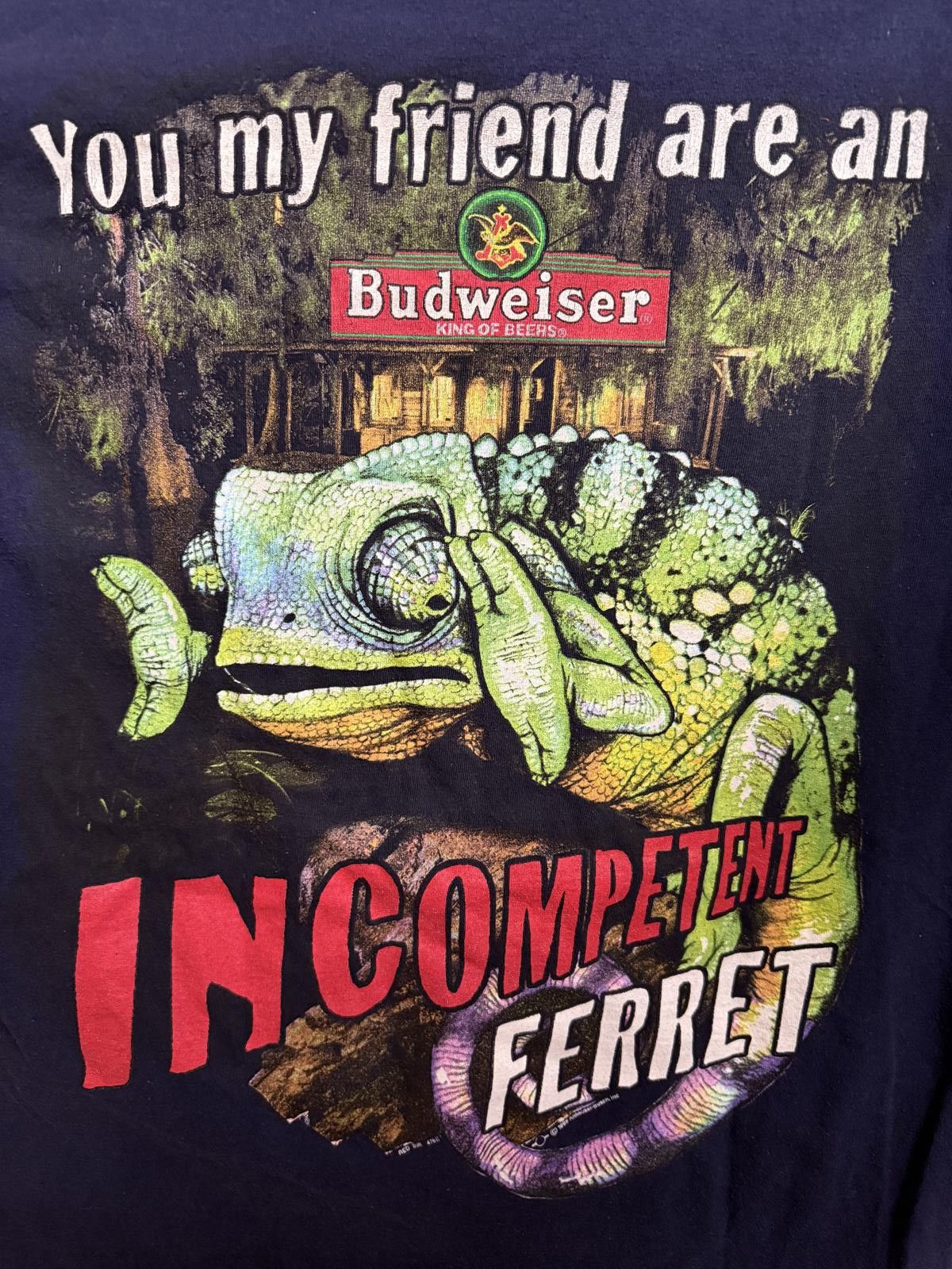 Designer Budweiser Lizard Commercial T-shirt Incompetent Ferret Size US XL / EU 56 / 4 - 4 Thumbnail