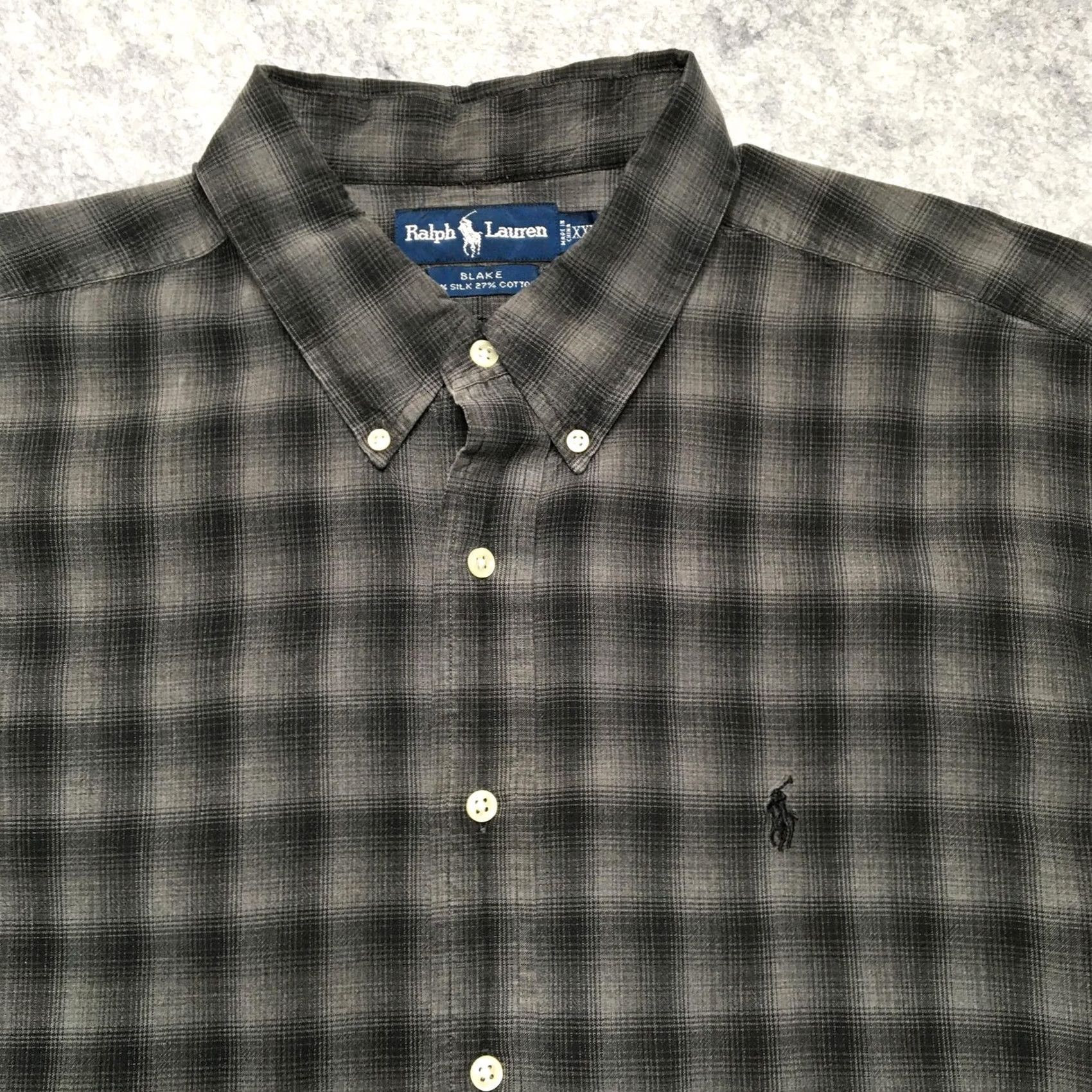 Ralph Lauren Ralph Lauren Shirt Mens 2XL Gray Plaid Long Sleeve Button-Down Silk Cotton Blake Classic Fit Size US XXL / EU 58 / 5 - 3 Thumbnail