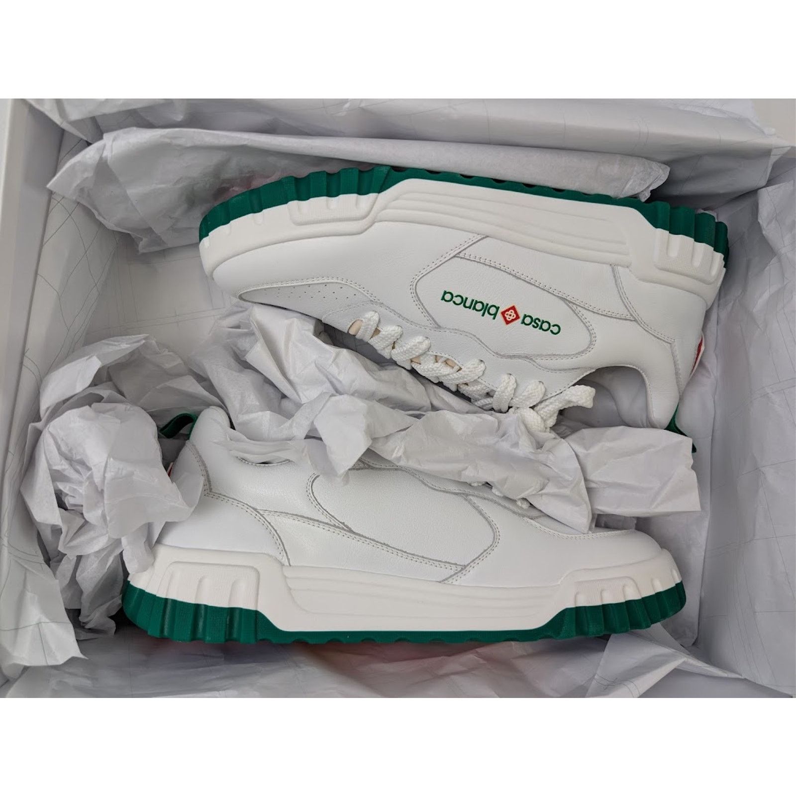 Casablanca o1rshd1 Leather Court Sneaker in White/Green Size US 13 / EU 46 - 19 Thumbnail