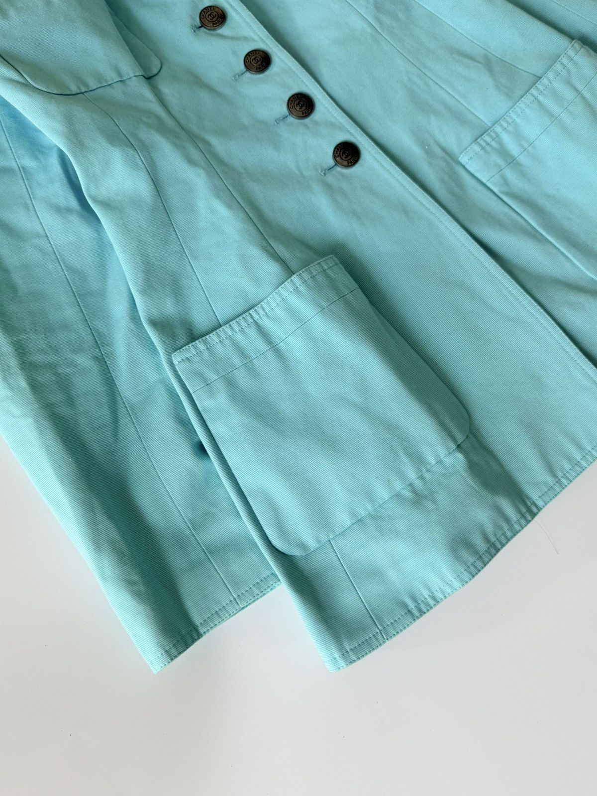 Chanel Chanel Boutique Vintage Tirquoise Cotton Blazer Size XS / US 0-2 / IT 36-38 - 7 Thumbnail