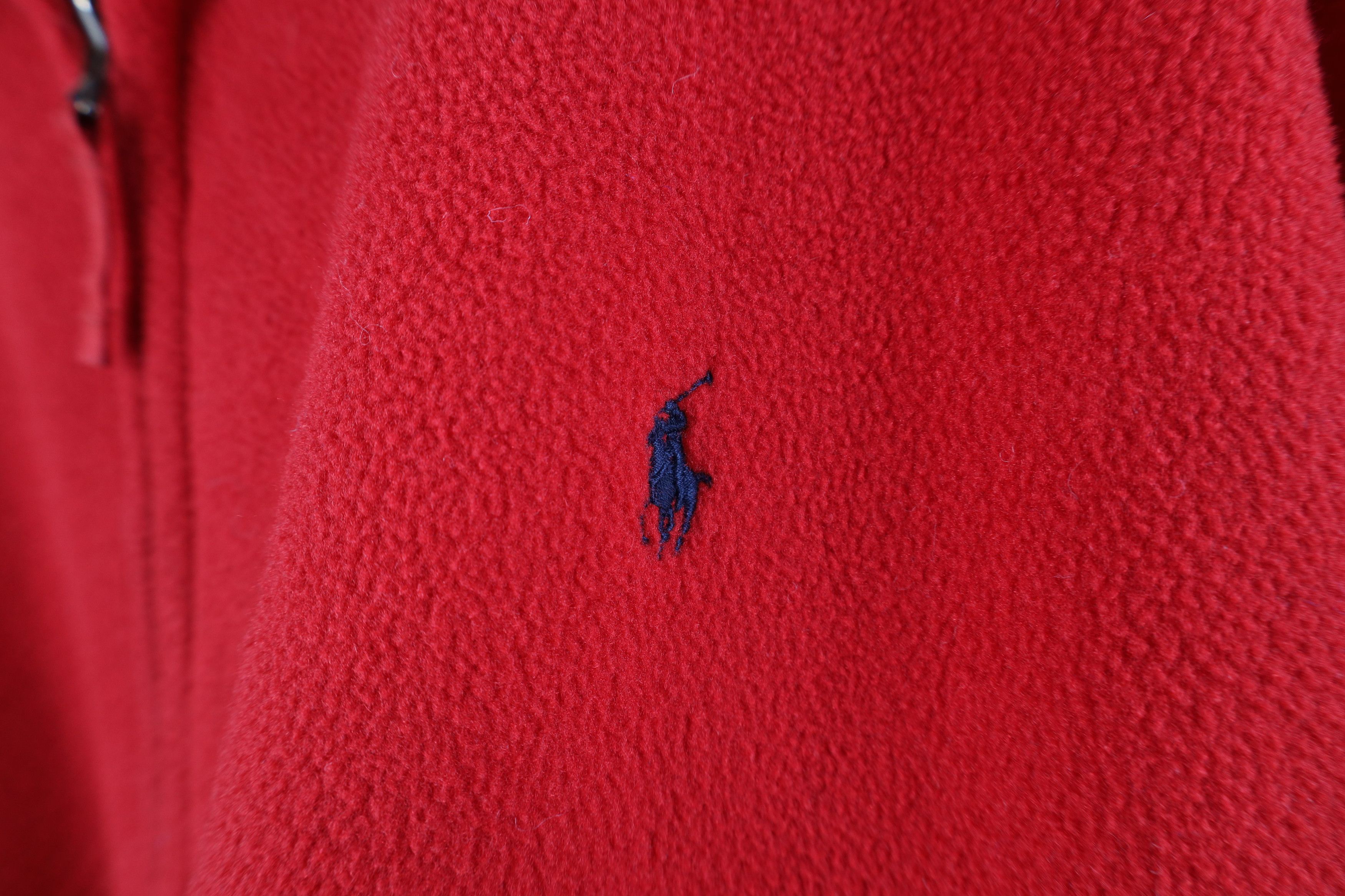 Ralph Lauren Vintage 90s Ralph Lauren Fleece Full Zip Bomber Jacket Red Size US XL / EU 56 / 4 - 4 Thumbnail