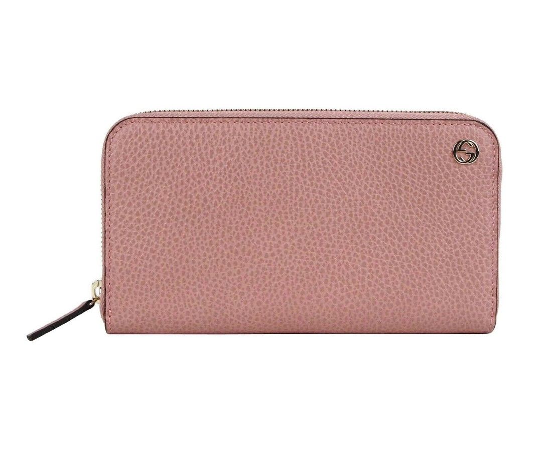 Gucci Women's Soft Pink Leather Gold Interlocking G Zip Around Size ONE SIZE - 1 Thumbnail