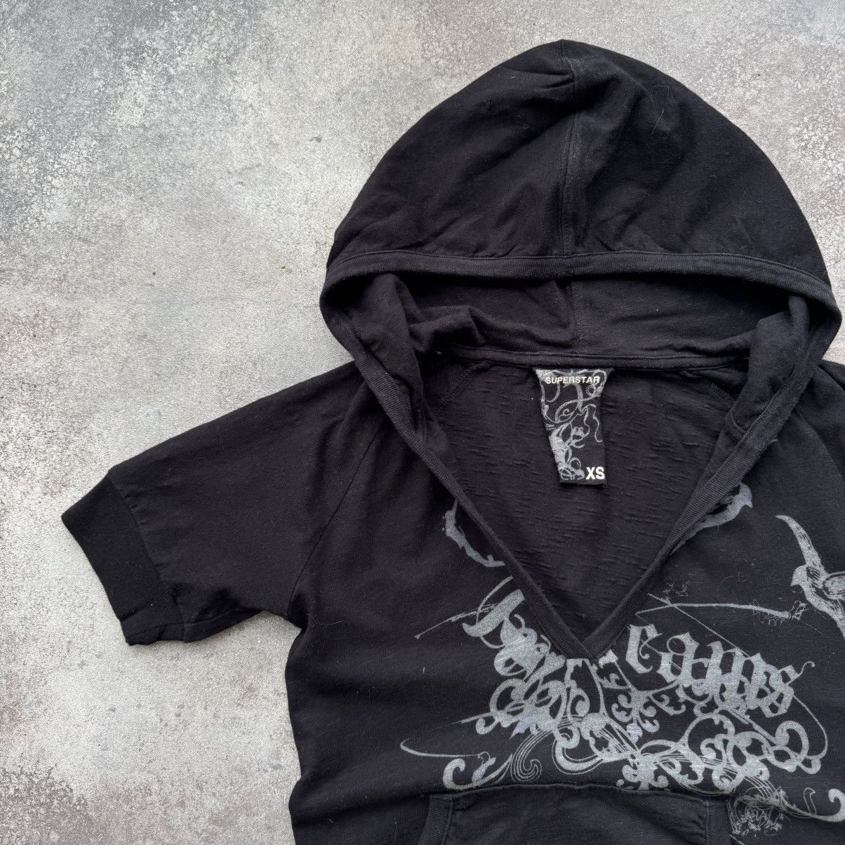 If Six Was Nine Amazing Vintage Affliction Style Y2K Gothic Hooded T-Shirt Size S / US 4 / IT 40 - 3 Thumbnail