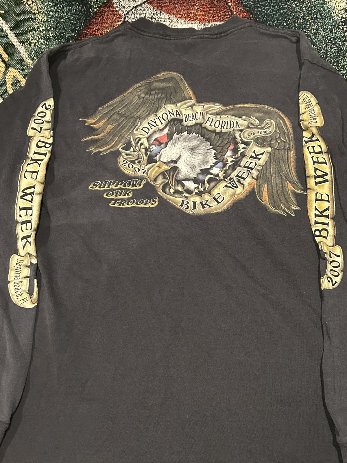 Vintage VTG 2007 long sleeve Daytona biker shirt w/ faded bleached Size US L / EU 52-54 / 3 - 7 Thumbnail