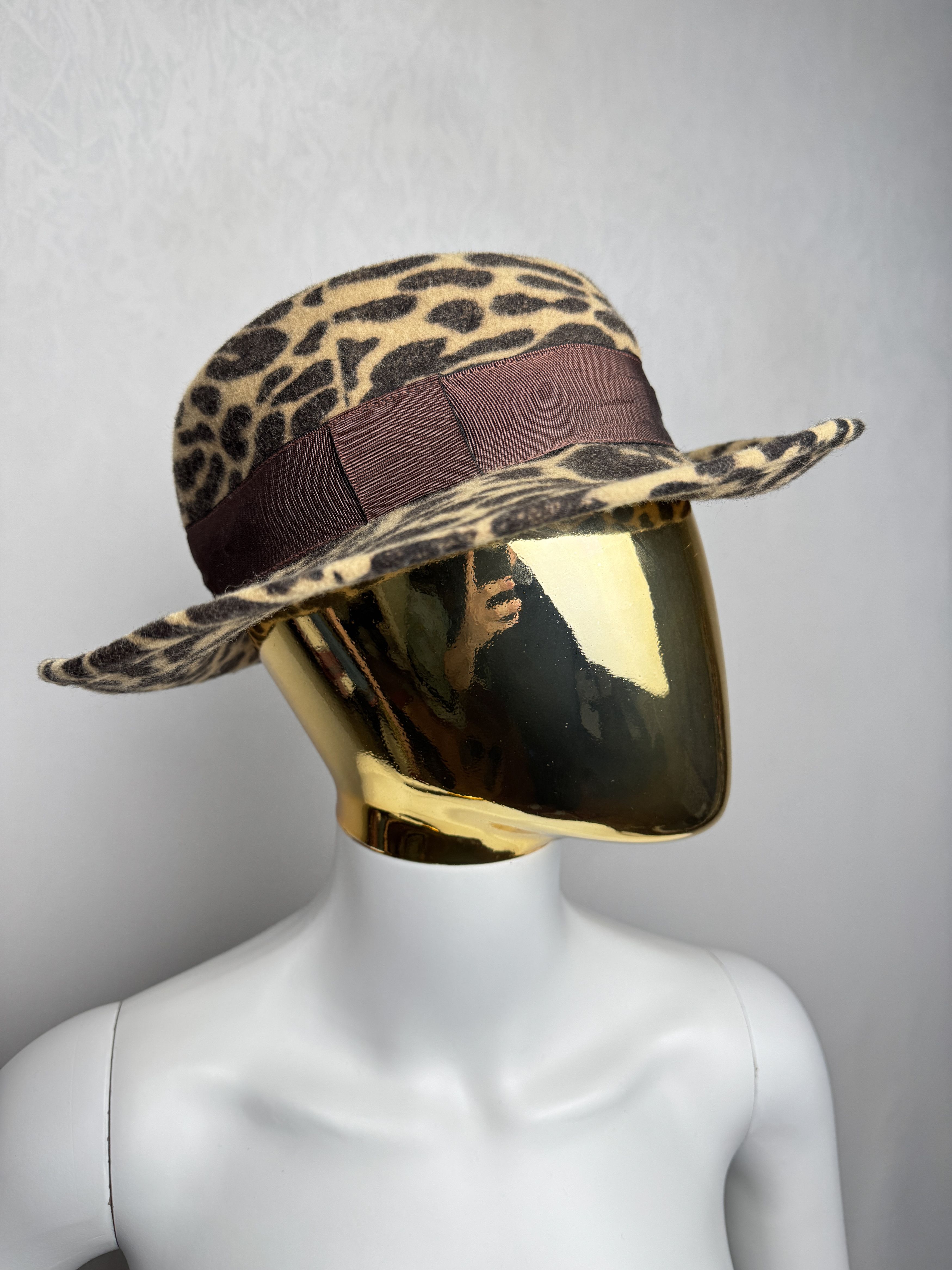 Japanese Brand × Vintage Vintage leopard print wool felt fedora hat Size 26 - 2 Thumbnail