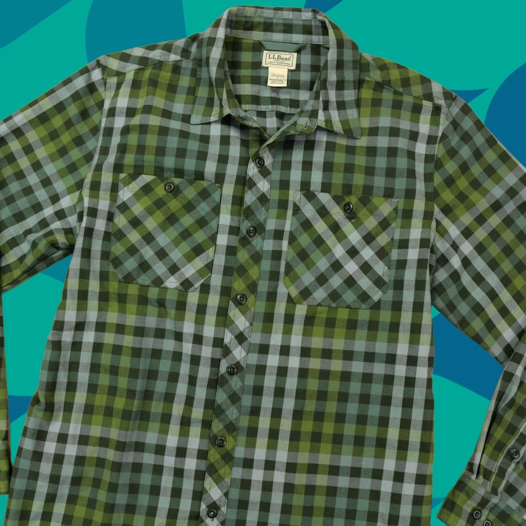 Vintage LL BEAN all mountain plaid twill shirt LARGE green plaid hiking outdoors Size US L / EU 52-54 / 3 - 1 Thumbnail