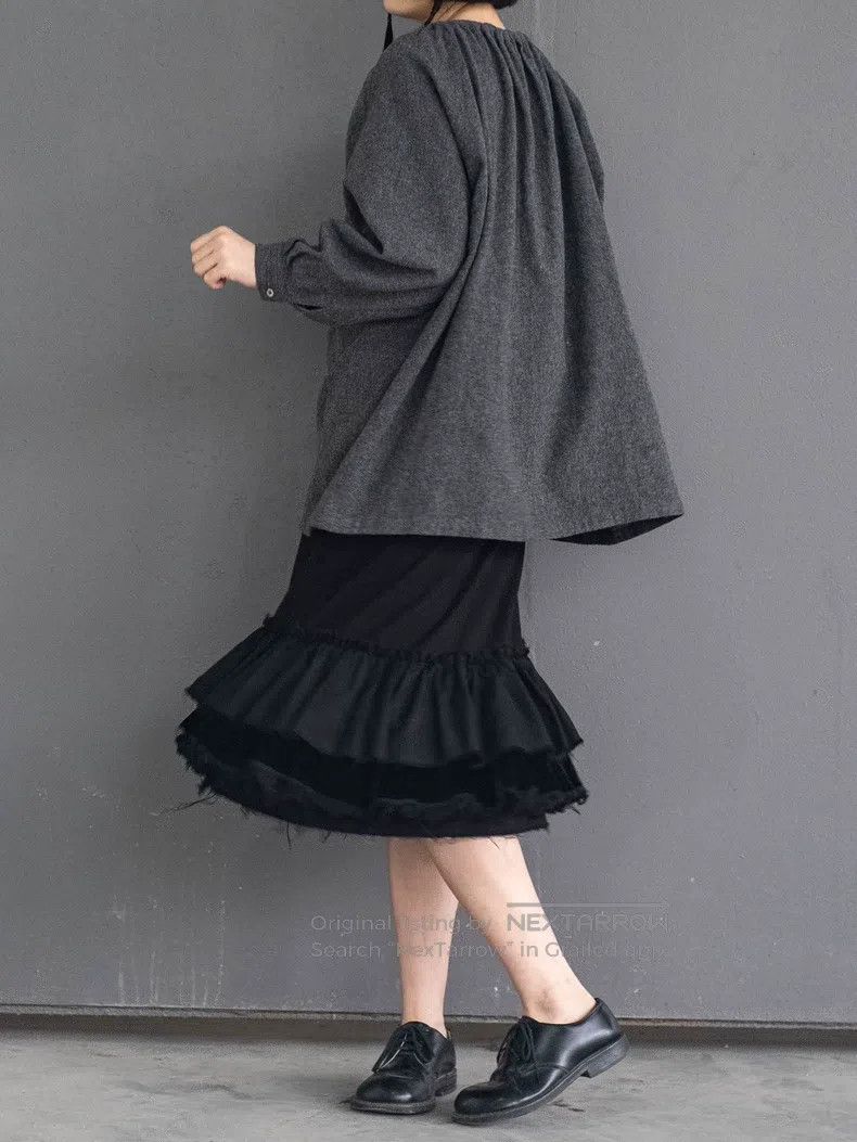 Comme des Garcons Comme Des Garcons Wool velvet lace half skirt Size 23" - 4 Thumbnail