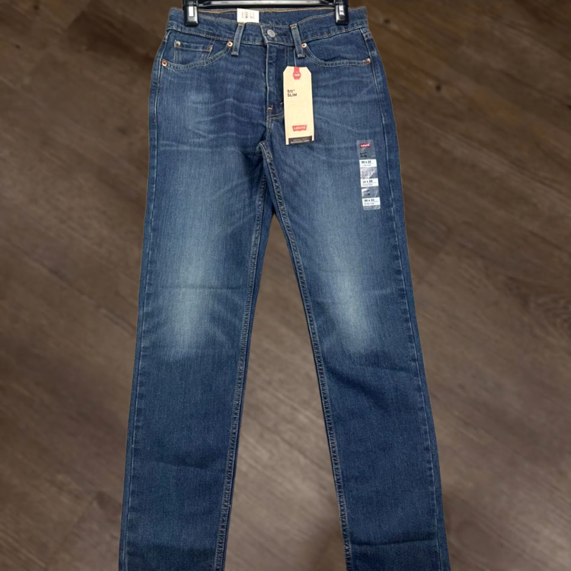 Levi's Levi's 511 Slim Fit Jeans Mens 30X32 Blue Distressed Red Tab 5 Pocket Stretch NEW Size US 30 / EU 46 - 1 Thumbnail