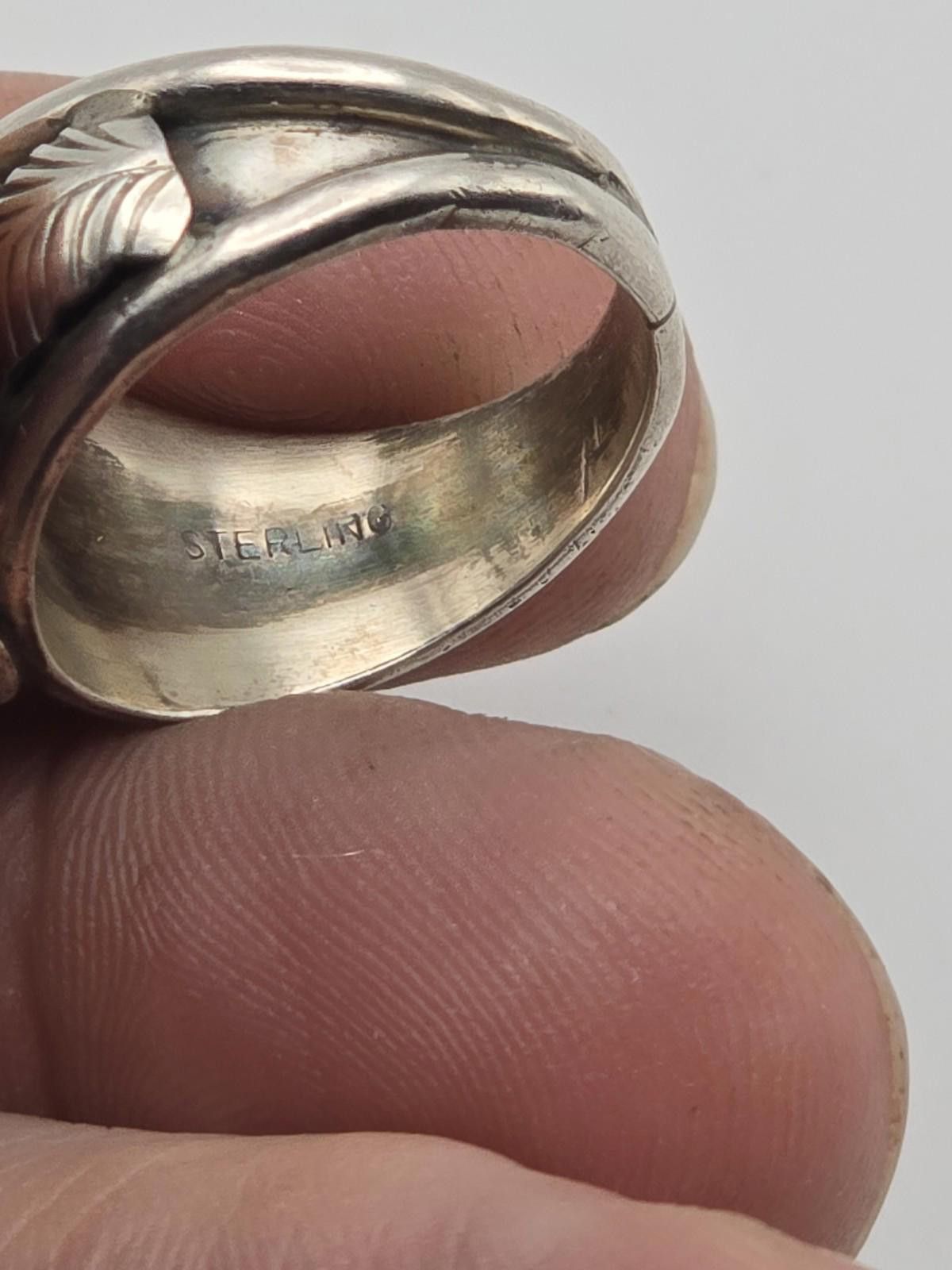 Other Vintage Sterling Silver Ring Sz 8 Navajo Turquoise Leaf Size ONE SIZE - 8 Thumbnail