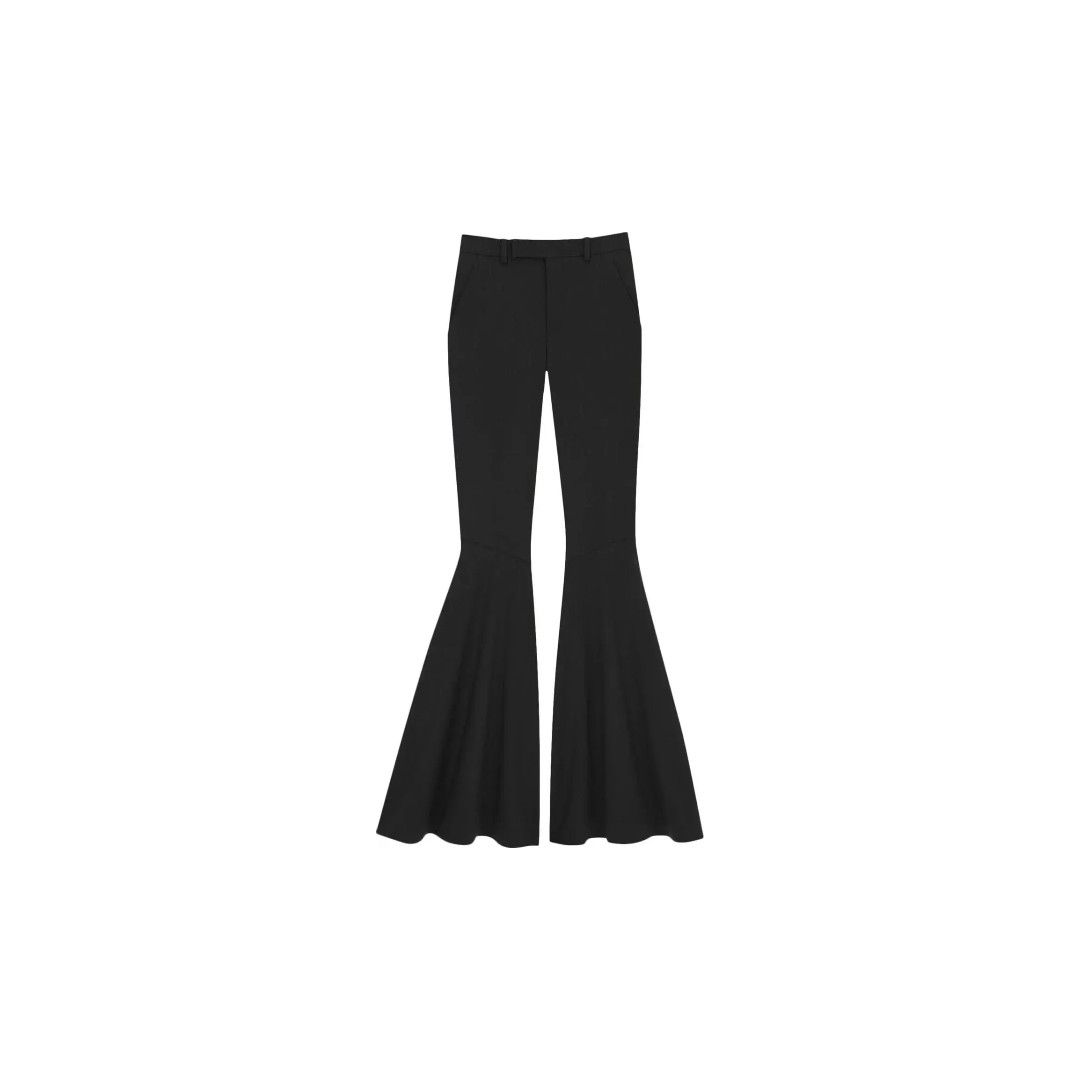 Saint Laurent Paris oc11z1125 Flared Pants in Gabardine in Black Size 28" / US 6 / IT 42 - 1 Thumbnail