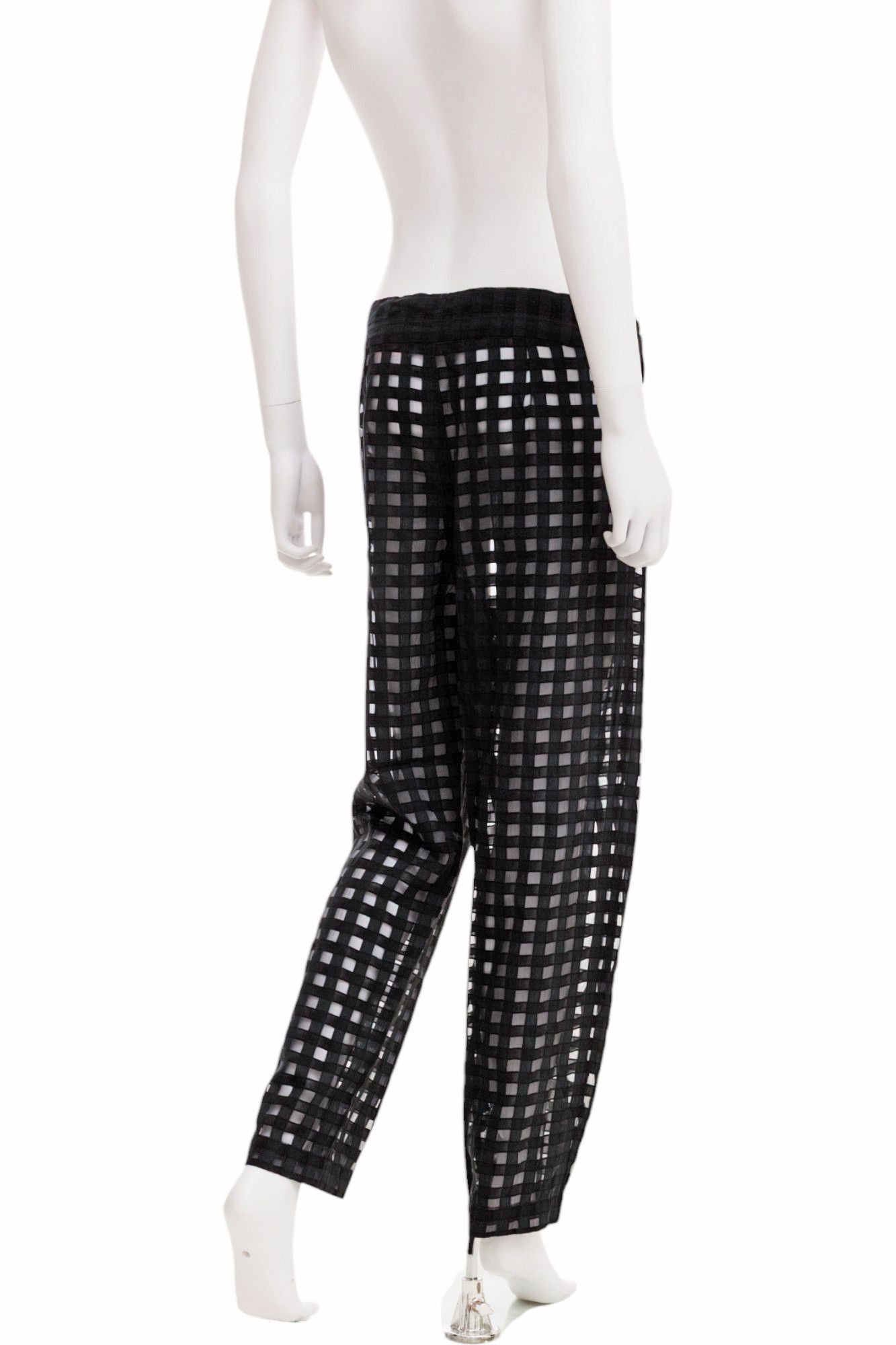 Ann Demeulemeester S/S 2016 Semitransparent Checkered Black Pants Size US 32 / EU 48 - 4 Thumbnail
