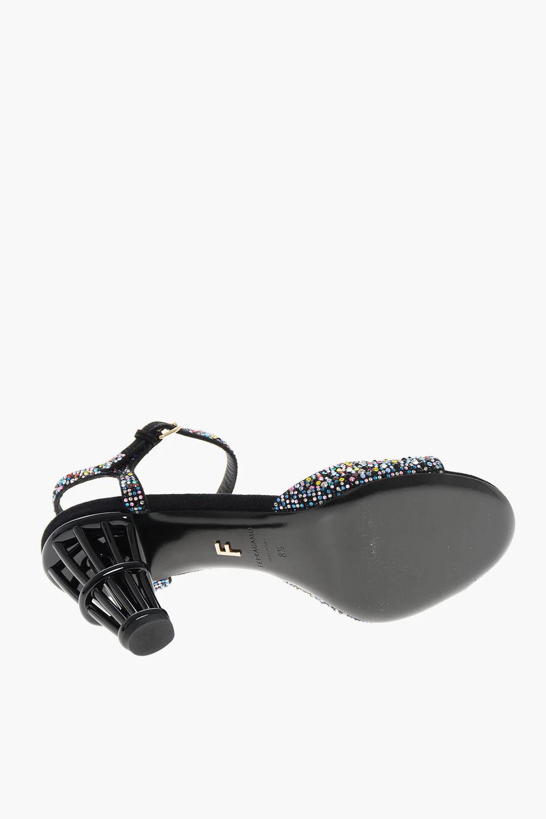 Salvatore Ferragamo og1mm0426 Crystals & Statement Heel Sandals in Black Size US 6 / IT 36 - 5 Thumbnail