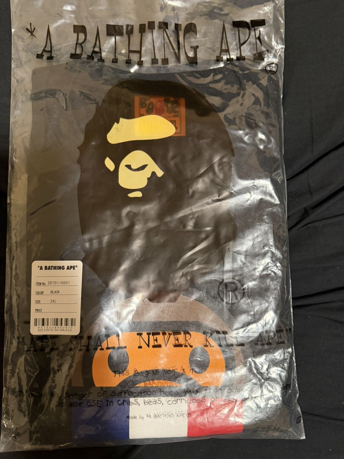 Bape A Bathing Ape Bape France Paris Flag Baby Milo Tee Black XXL Size US XXL / EU 58 / 5 - 3 Thumbnail