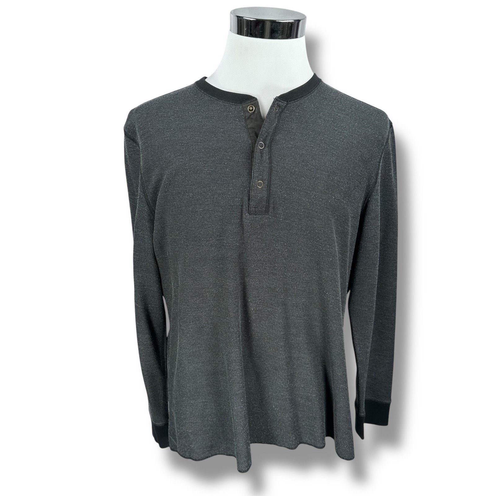 UNTUCKit Untuckit Snap Henley Shirt Mens XL Dark Gray Cotton Pullover Size US XL / EU 56 / 4 - 1 Thumbnail