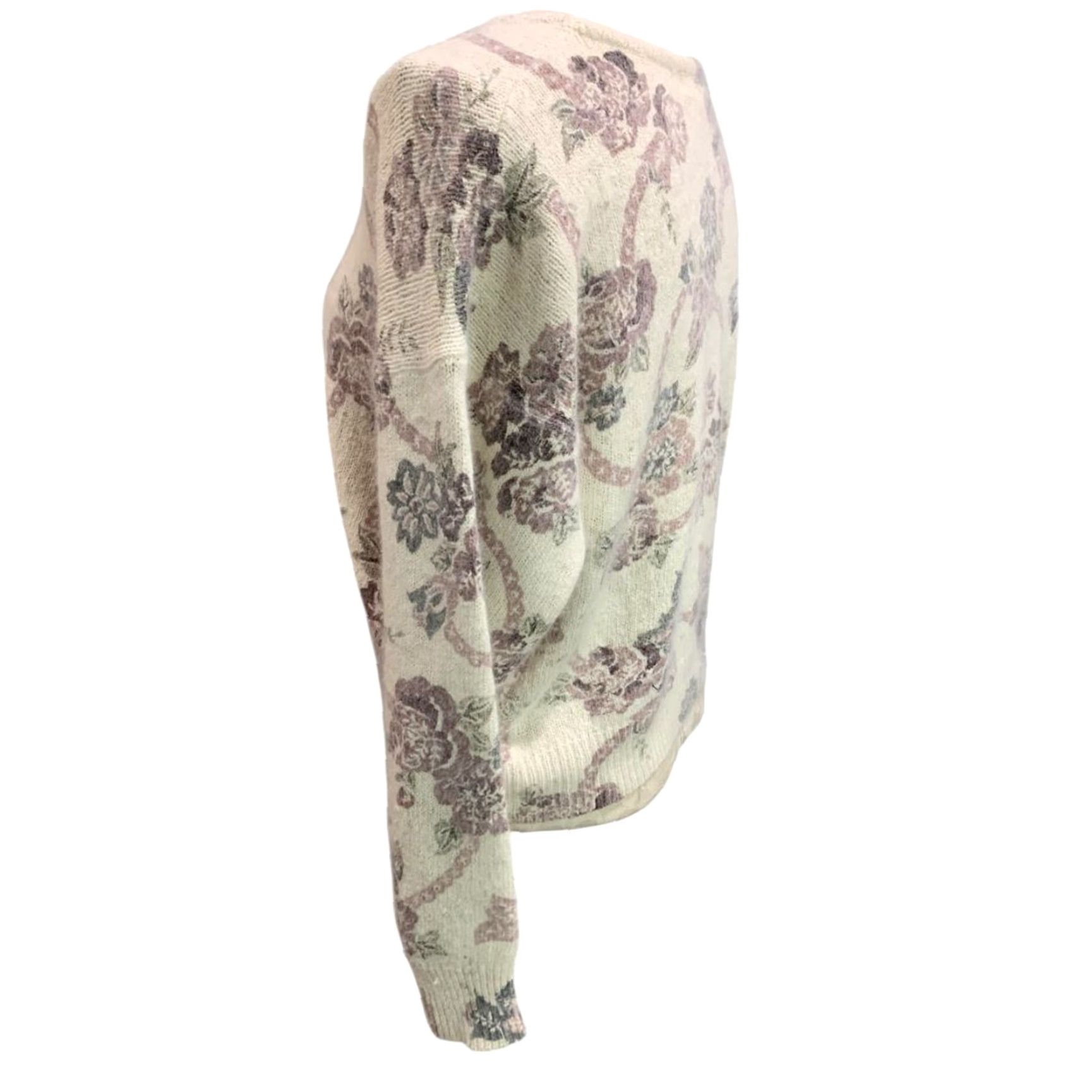 VINTAGE Rachel Max Womens Silk Angora Blend Floral Sweater Shirt