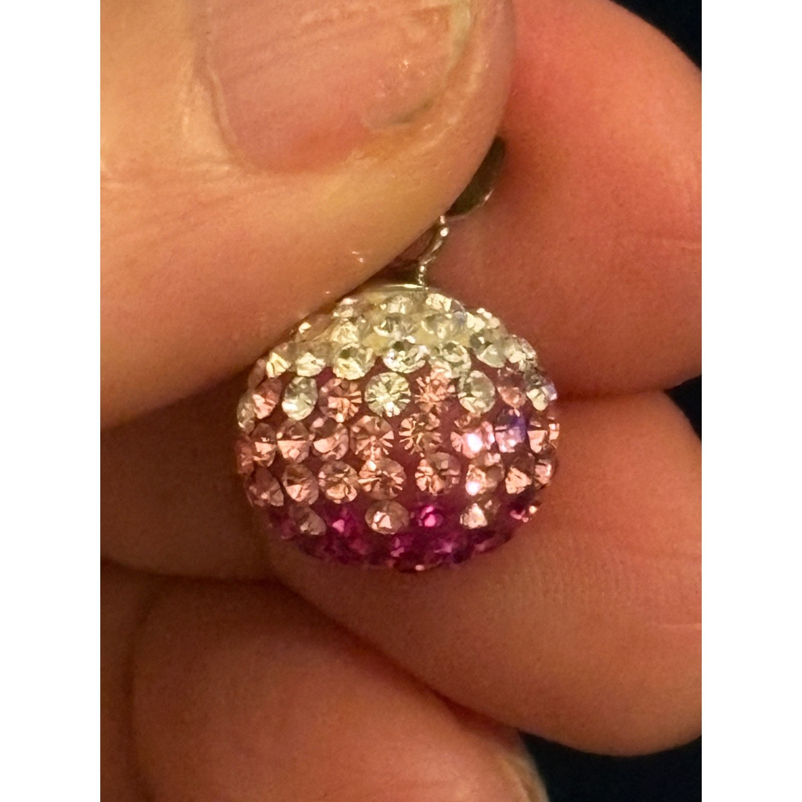 Other Vintage Sterling Silver 925 Pink Ombre Crystal Pavé Pendant Size ONE SIZE - 1 Thumbnail