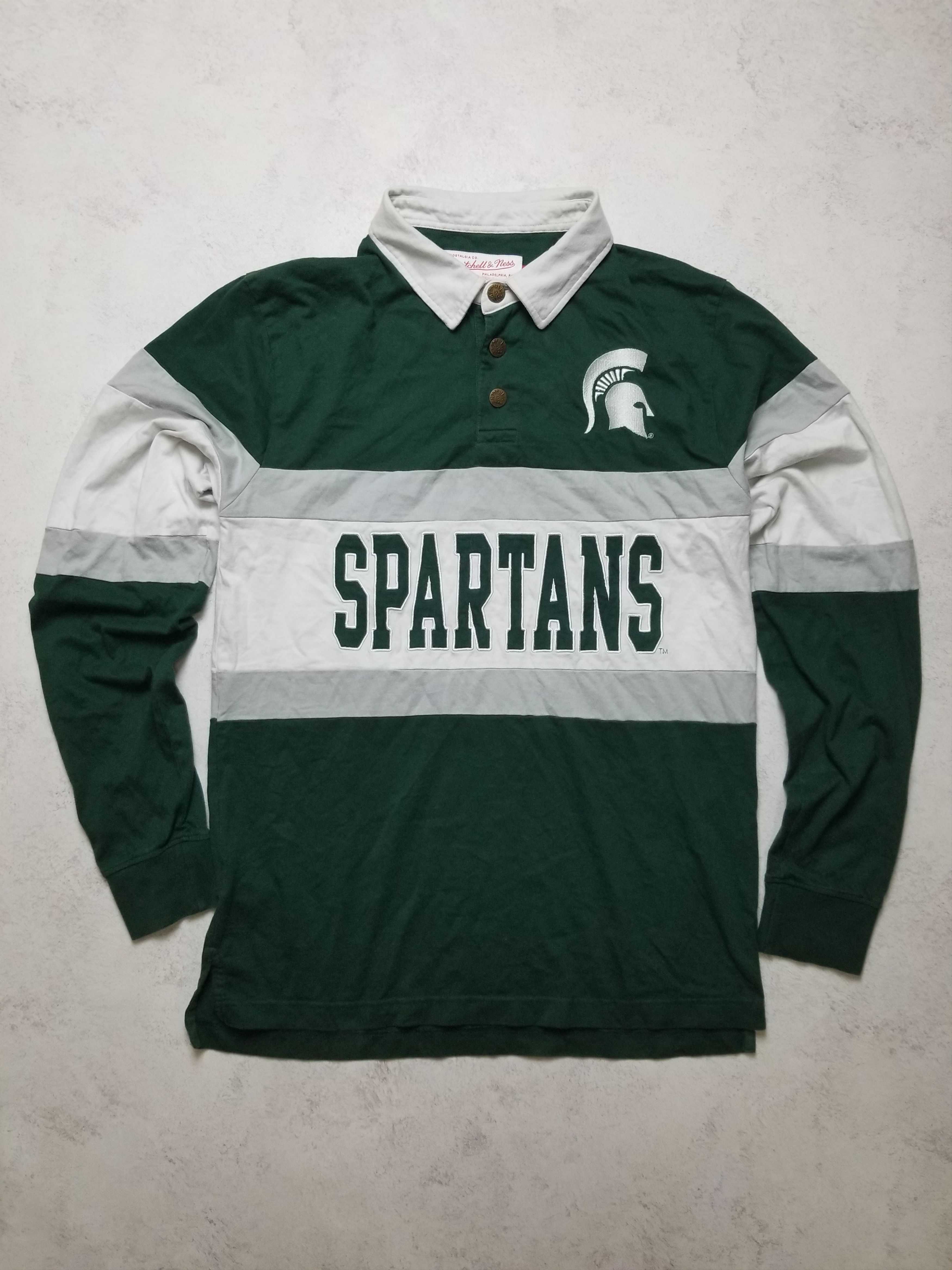 Mitchell & Ness Michigan Spartans Embroidered Rugby Long Sleeve Polo NCAA Size US M / EU 48-50 / 2 - 1 Thumbnail