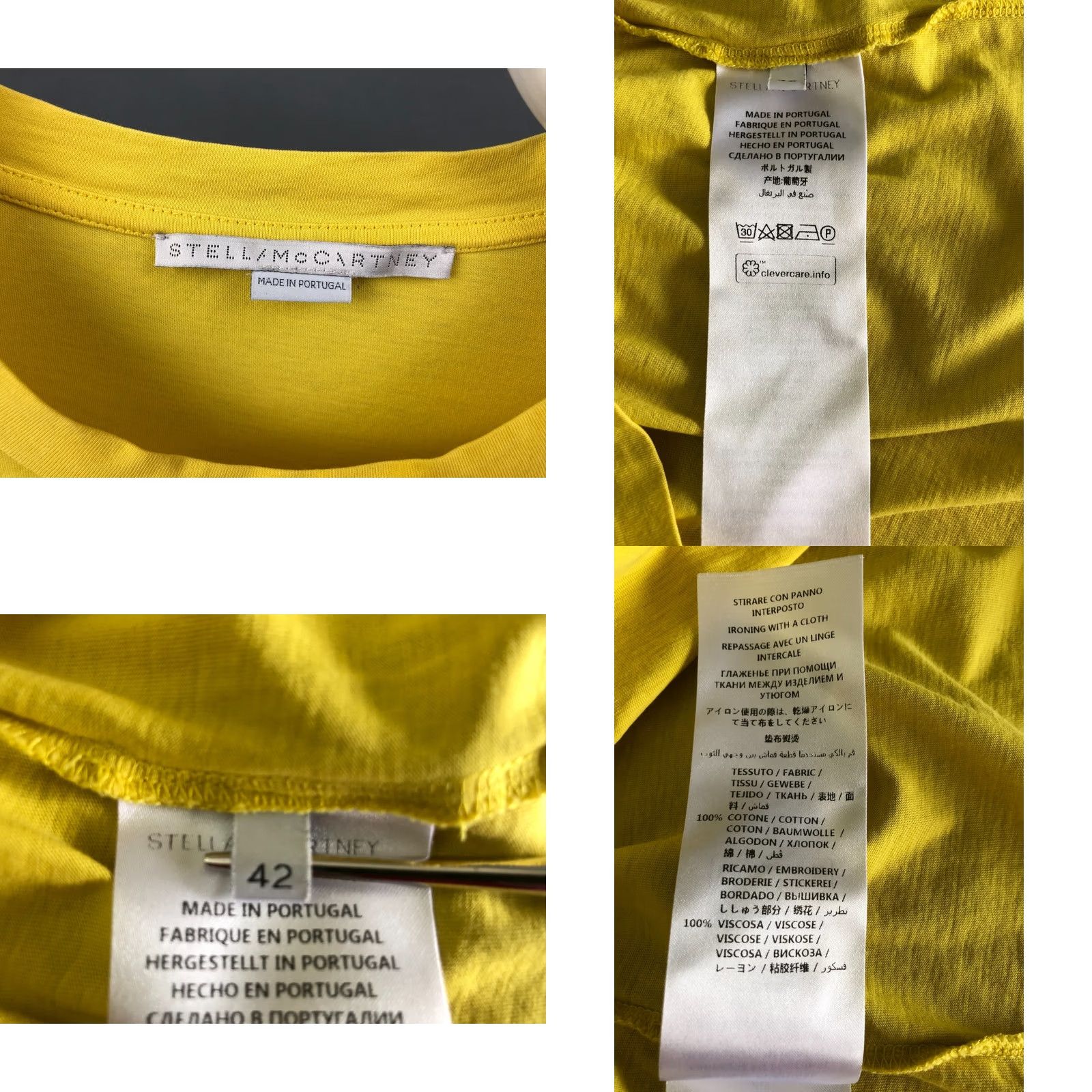 Stella McCartney Stella McCartney Women's T-Shirt 42 Yellow Cotton Embroidered Short Sleeve Size M / US 6-8 / IT 42-44 - 8 Thumbnail