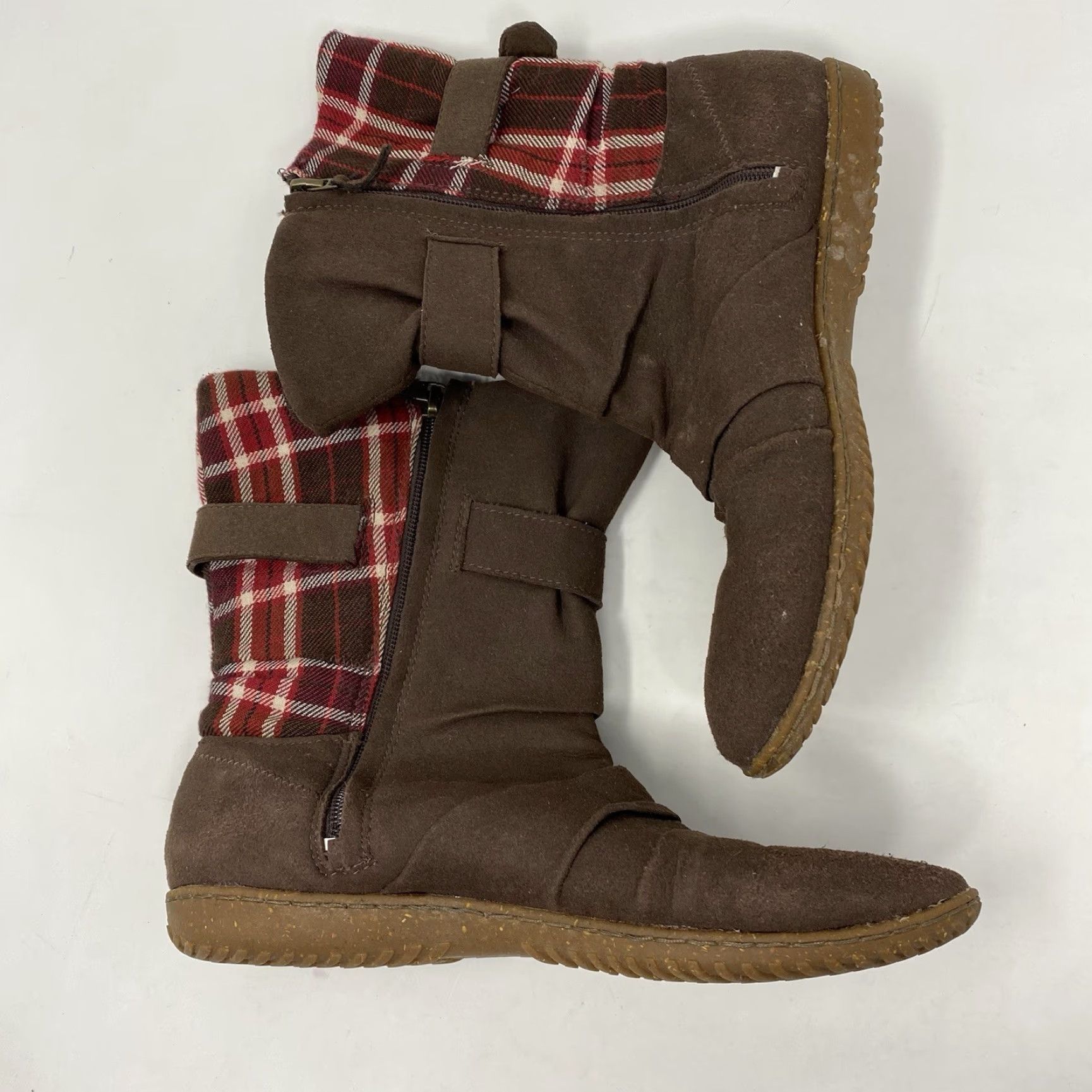 Patagonia Patagonia Boots Womens Mid-Calf Brown Plaid Buckle Side Zip Leather Lining Leather Insole Flat Heel 7.5 US Size US 8 / IT 38 - 6 Thumbnail