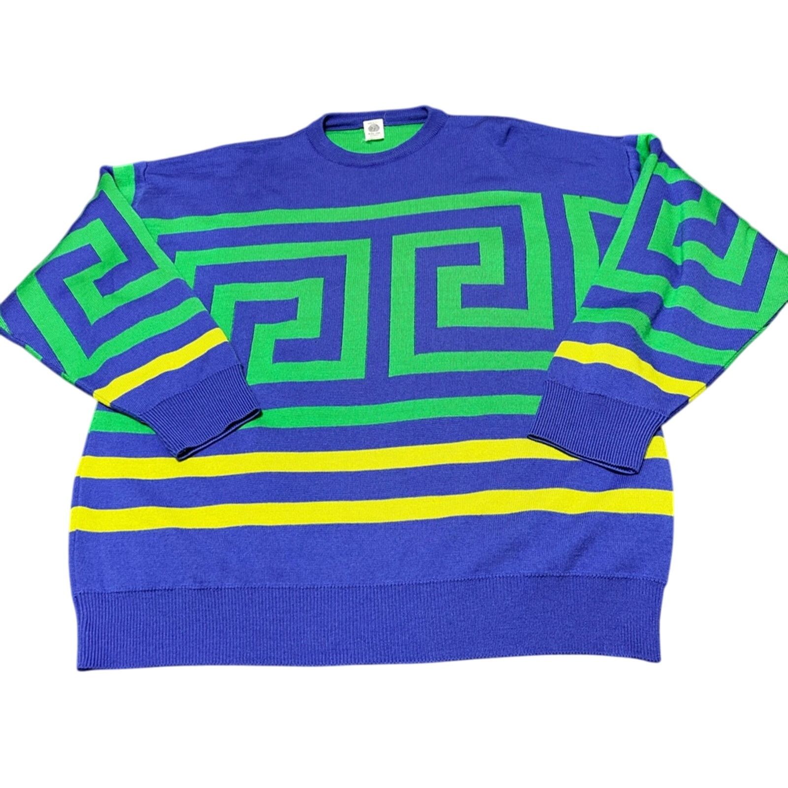 Gianni Valentino Gianni Style Abstract VTG Luxury Knit Sweater Made in Italy Size US L / EU 52-54 / 3 - 1 Thumbnail