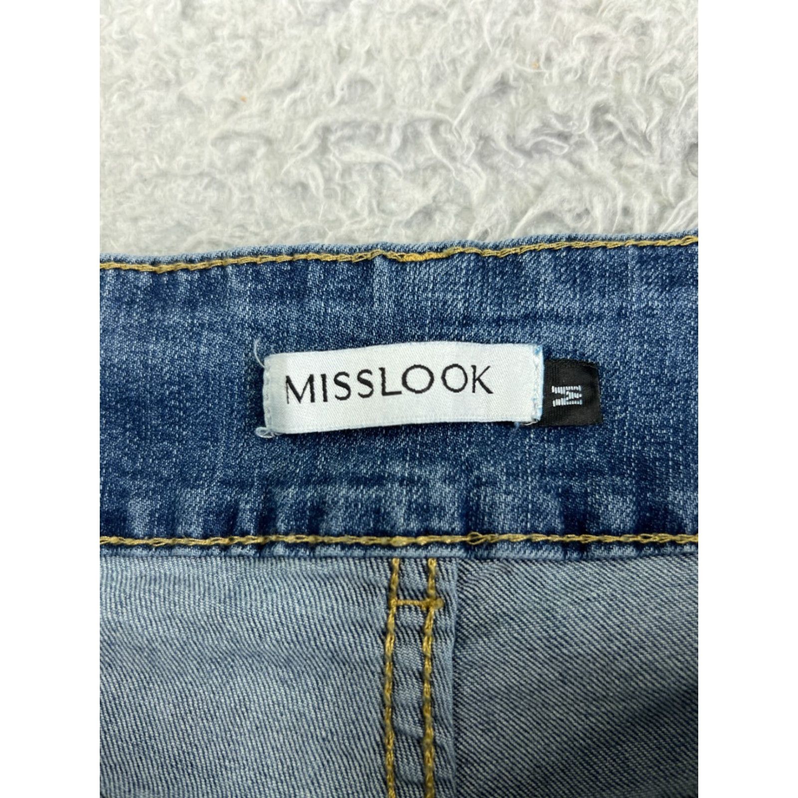 Vintage Misslook Jeans Womens Medium Blue Flare High Rise 28x29 Cotton Blend 5-Pocket Denim Distressed Cropped Lightweight Storm Womens Size 32" / US 10 / IT 46 - 6 Thumbnail