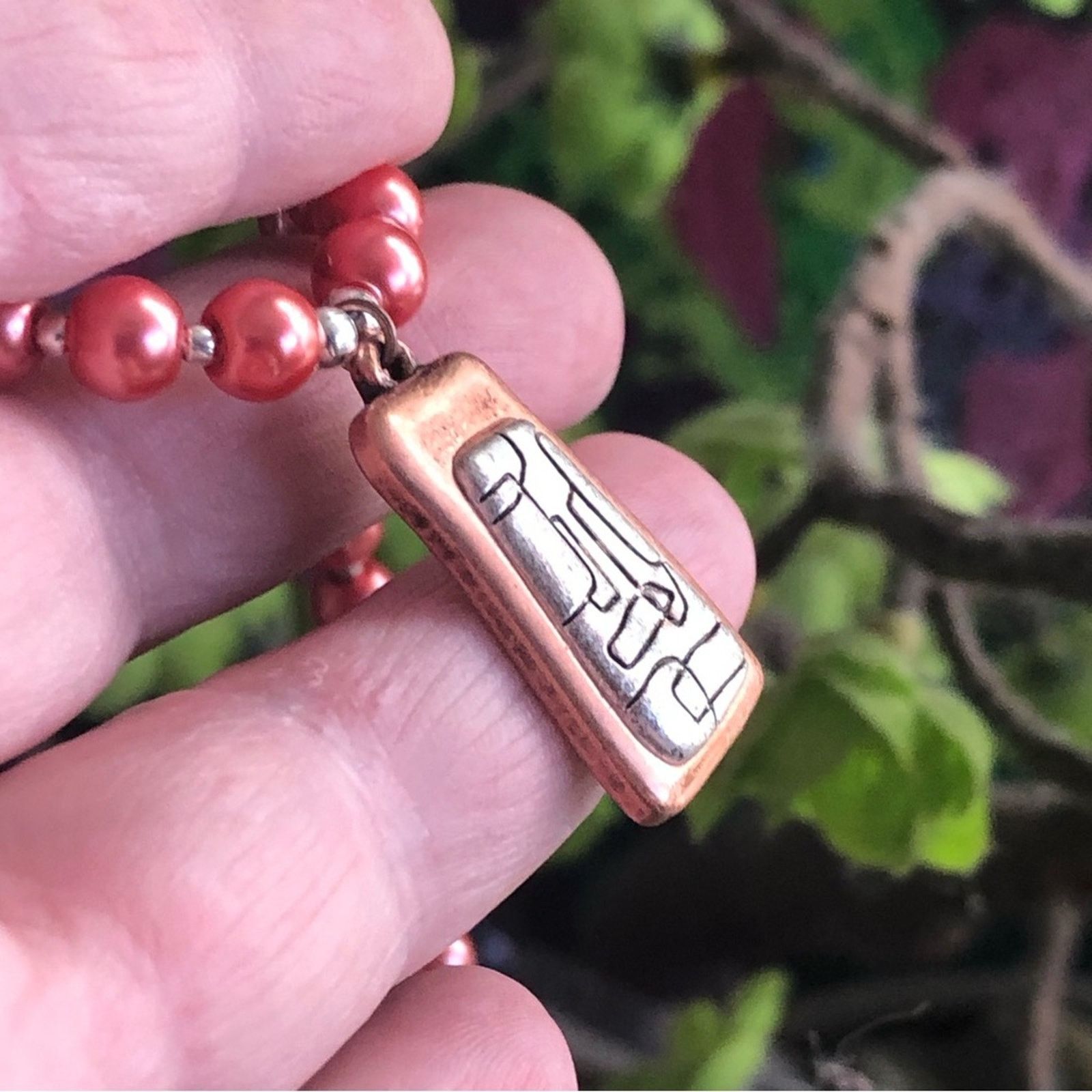 Handmade Handcrafted repurpose petroglyph style Pearl necklace Size ONE SIZE - 9 Thumbnail