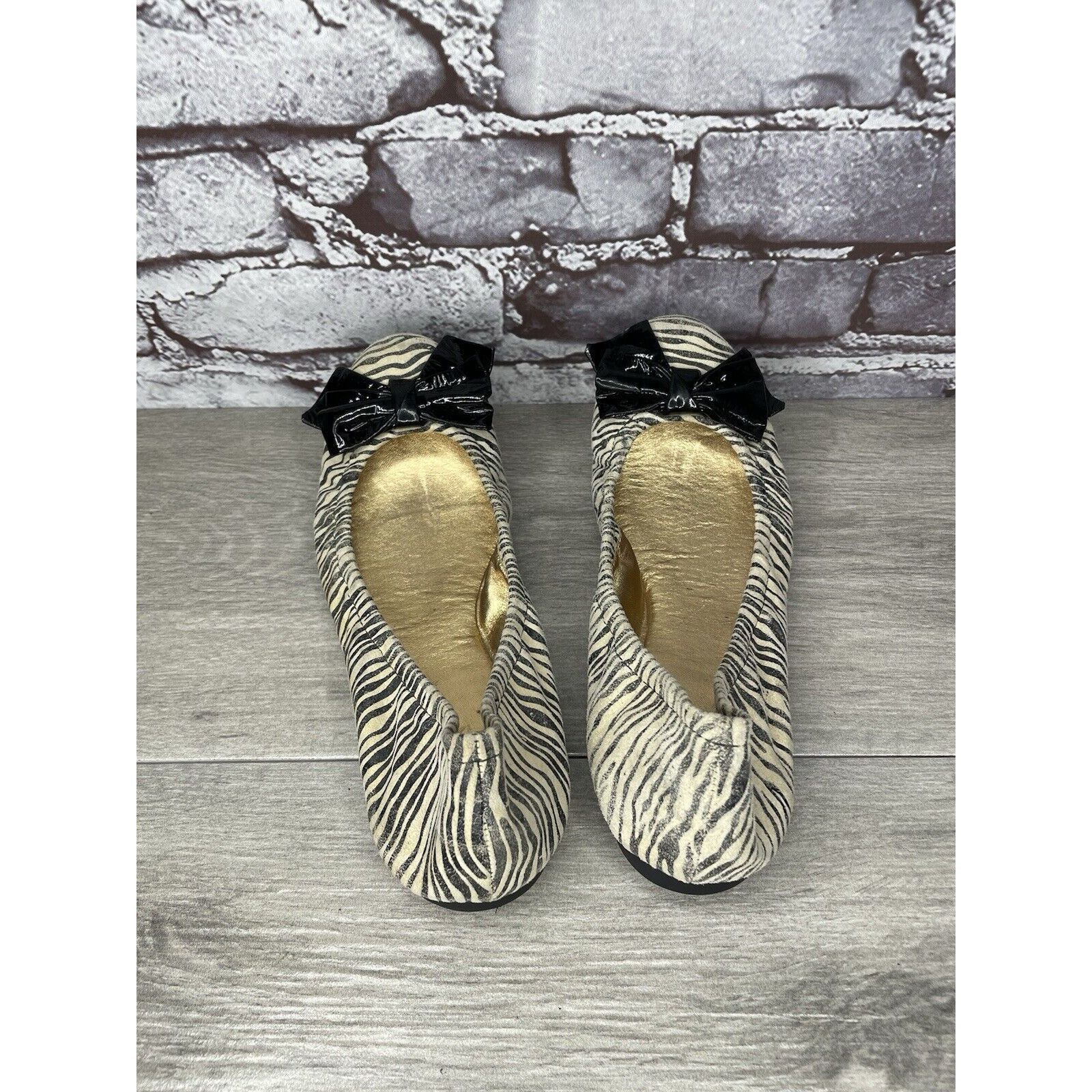 Kate Spade Kate Spade Zebra Print Ivory Black Stripe Patent Bow Ballet Size US 8 / IT 38 - 5 Thumbnail