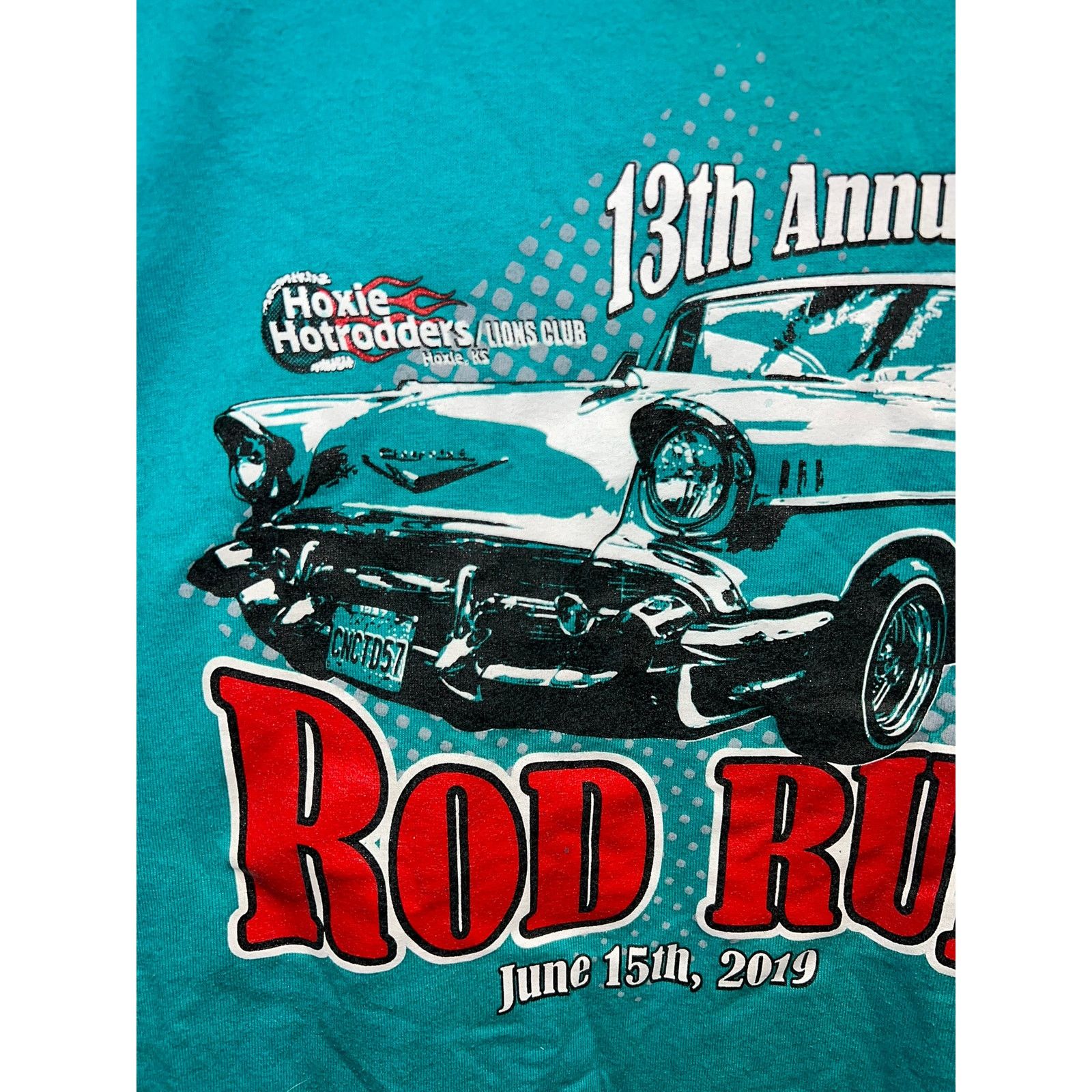 Gildan Rod Run Shirt Hoxie Hotrodders Hot Rods Car Teal Tee Shirt Size US XL / EU 56 / 4 - 3 Thumbnail