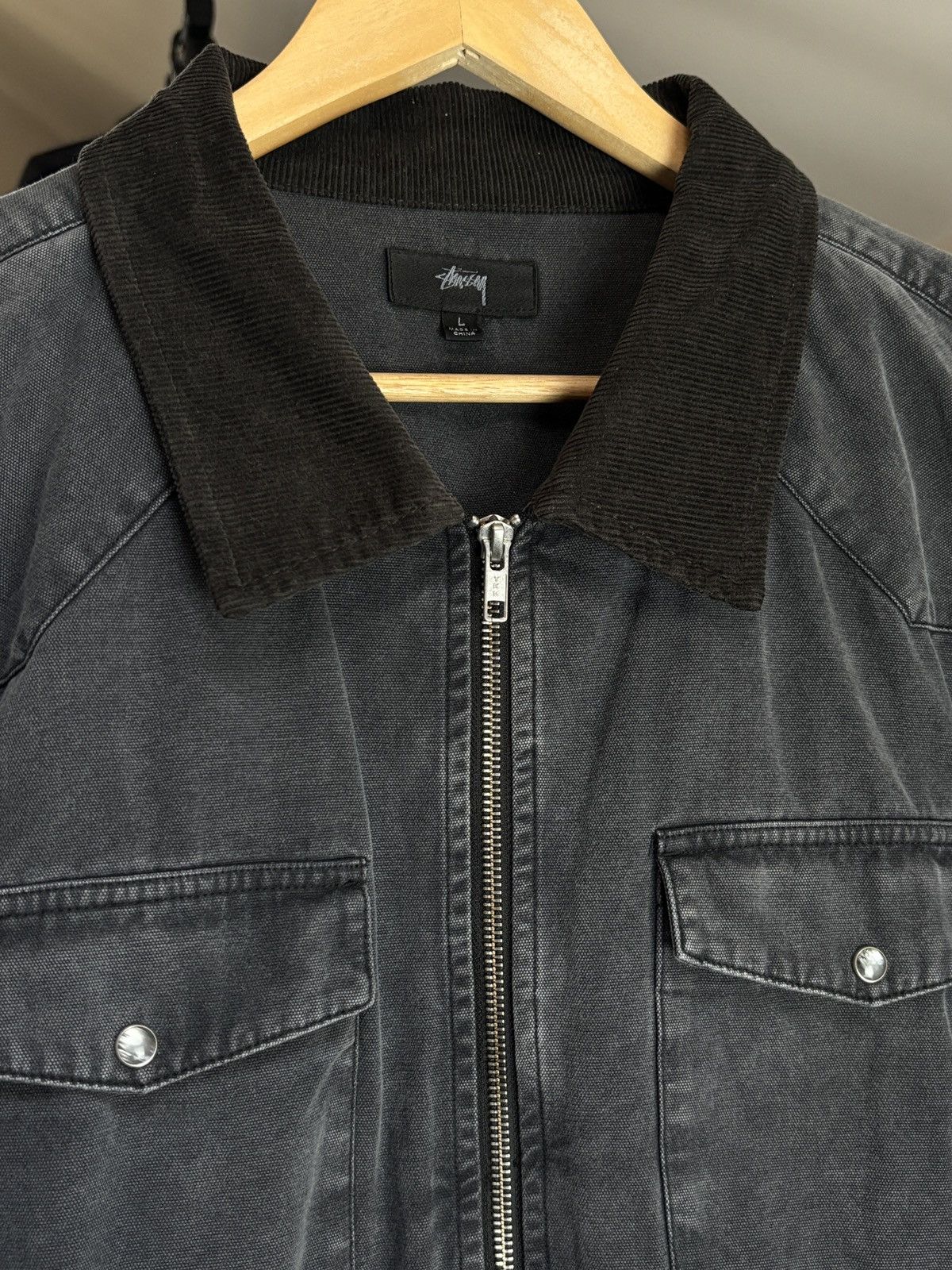 Stussy Vintage Stussy Japan Zip Up Dark Grey Denim Jacket Size US L / EU 52-54 / 3 - 3 Thumbnail