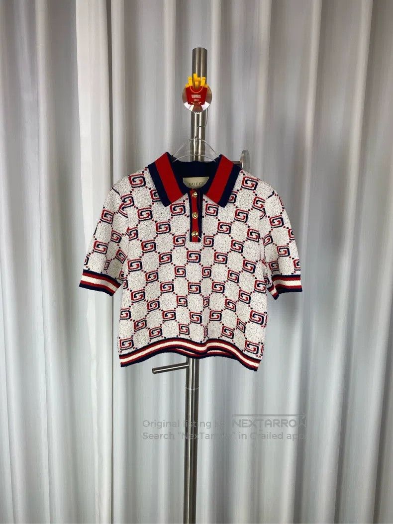 Gucci Gucci SS23 Full Logo jacquard knitted short-sleeved Polo s Size XS / US 0-2 / IT 36-38 - 1 Thumbnail