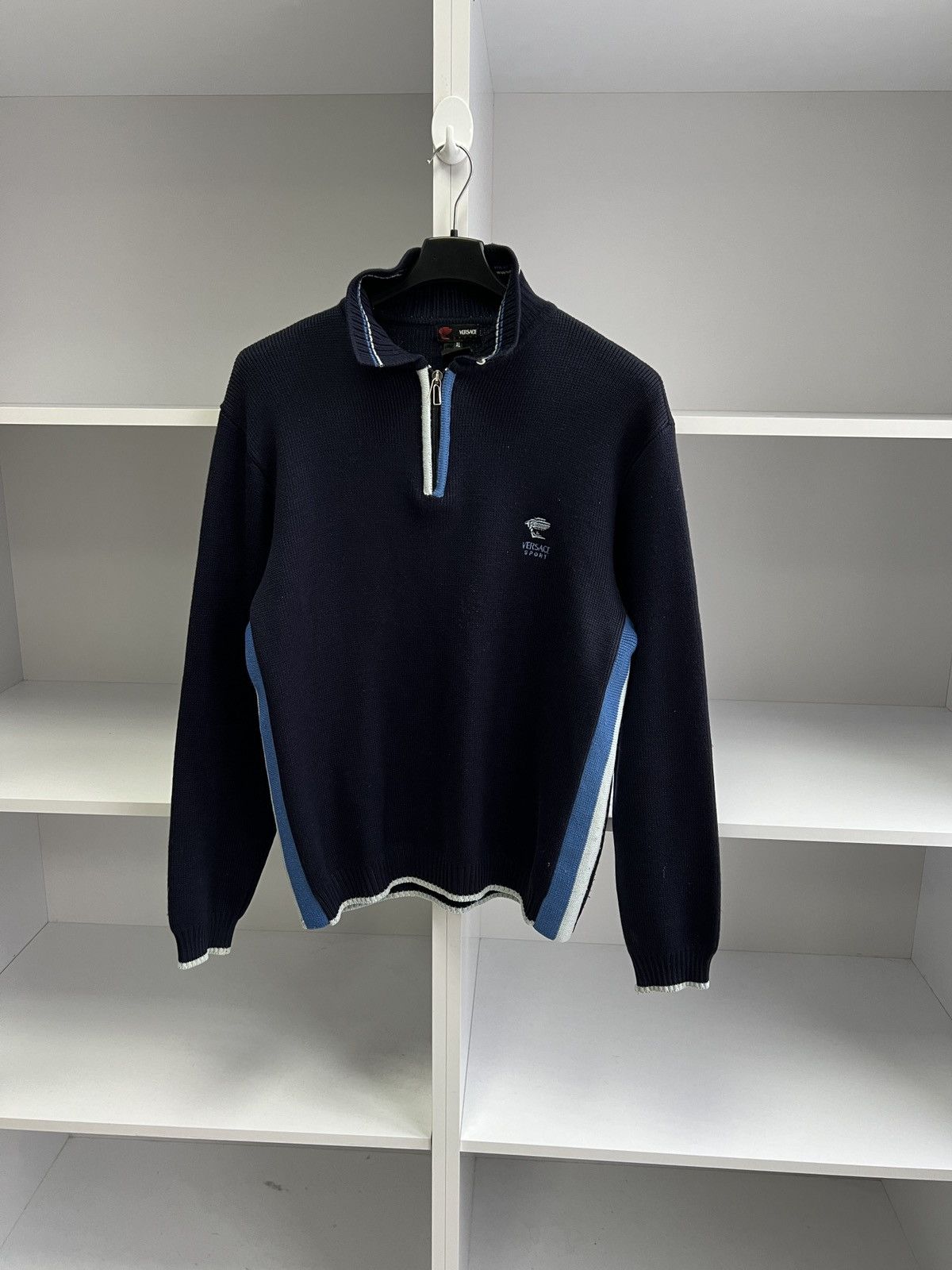 Designer × Versace × Vintage Vintage Versace Sport 1/3 zip knit sweater Size US M / EU 48-50 / 2 - 1 Thumbnail