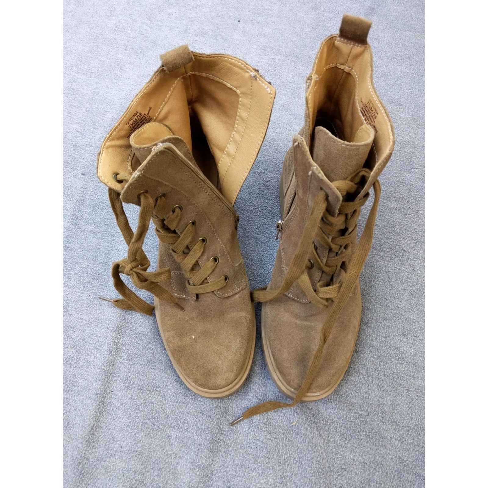 Vintage Crown Vintage Boots Womens 7.5 Brown Leather Ankle Combat Lace Up Zip Booties Size US 8 / IT 38 - 3 Thumbnail