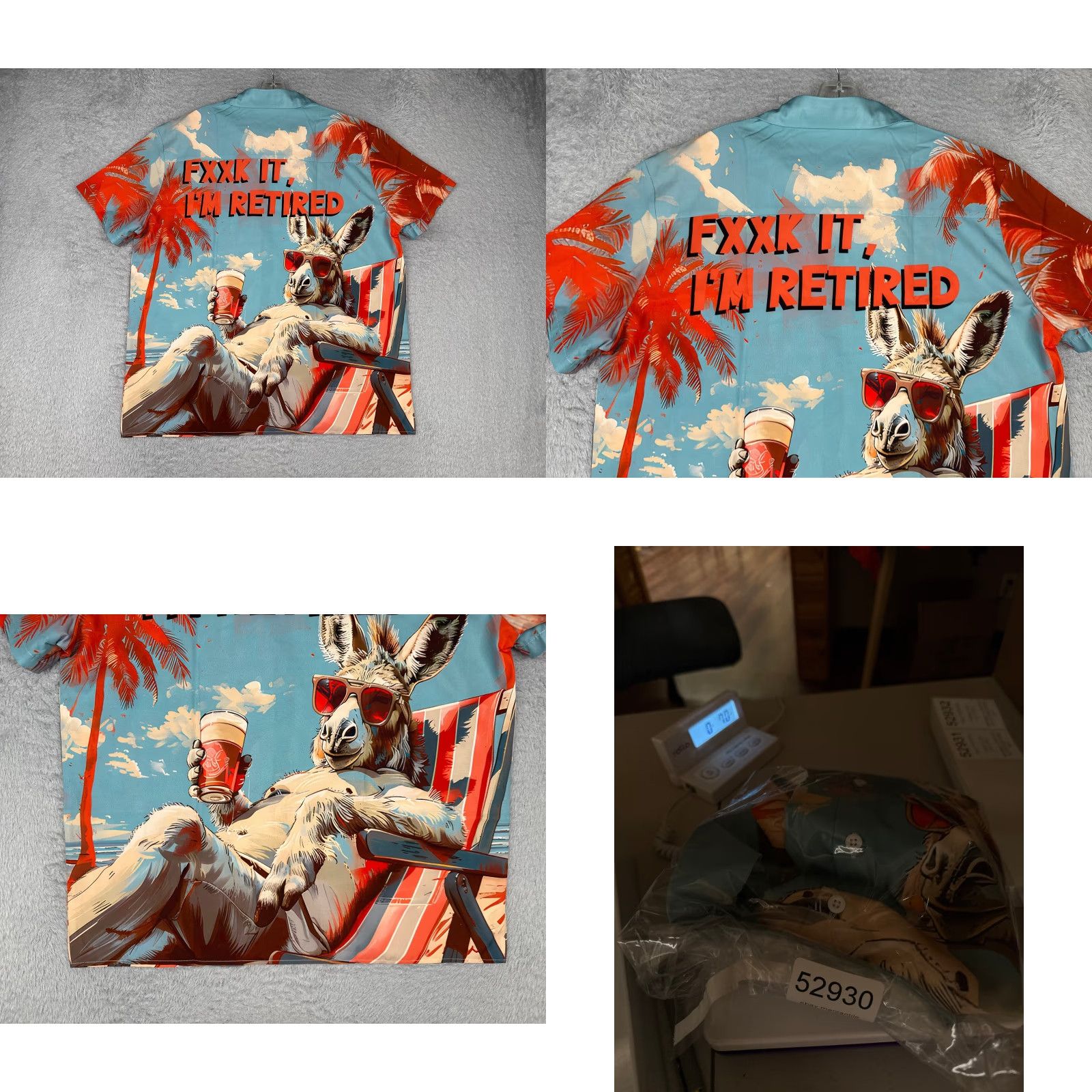 Vintage Fxxk It, I'm Retired Shirt Men Large Blue Hawaiian Cotton Blend Donkey Beach Shirt Button-Up Casual Hawaiian Floral short sleeve Mens L Blue Size US L / EU 52-54 / 3 - 9 Thumbnail