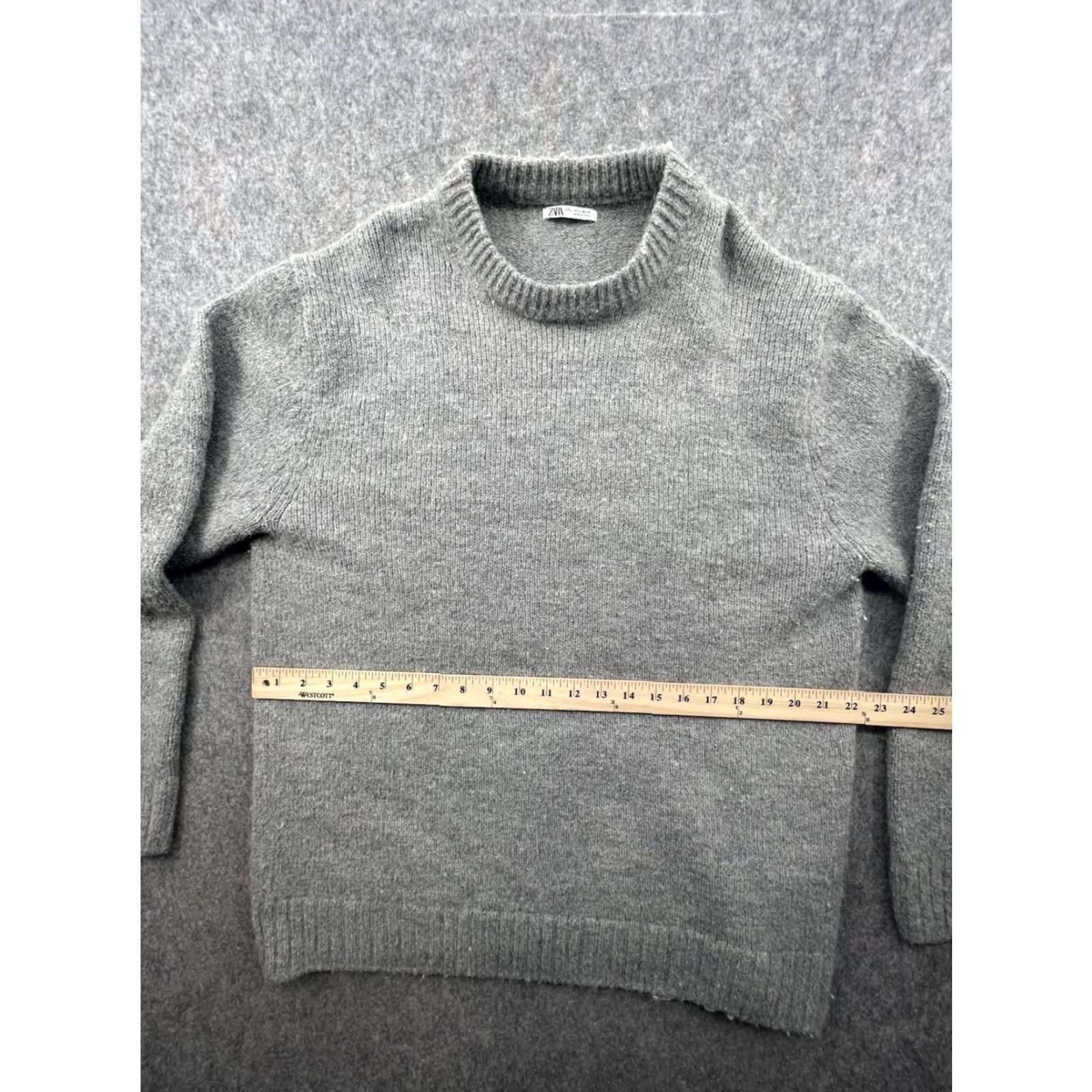 Zara Zara Womens Knit Crewneck Sweater Pullover Blue 100% Cotton L Regular Raglan Long Sleeve Knit - Vintage No Size L / US 10 / IT 46 - 2 Thumbnail