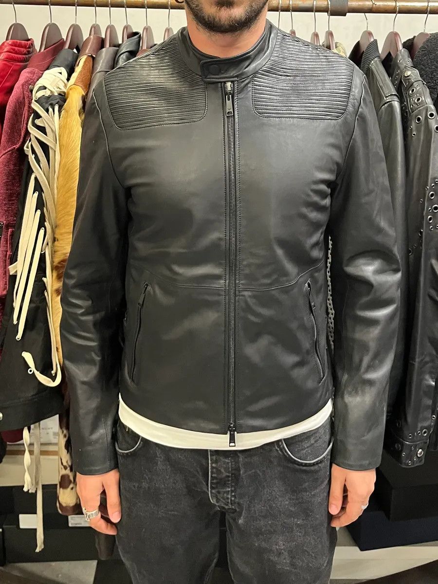 Emporio Armani SS2017 Emporio Armani Biker Padded Black Leather Jacket Size US M / EU 48-50 / 2 - 2 Thumbnail