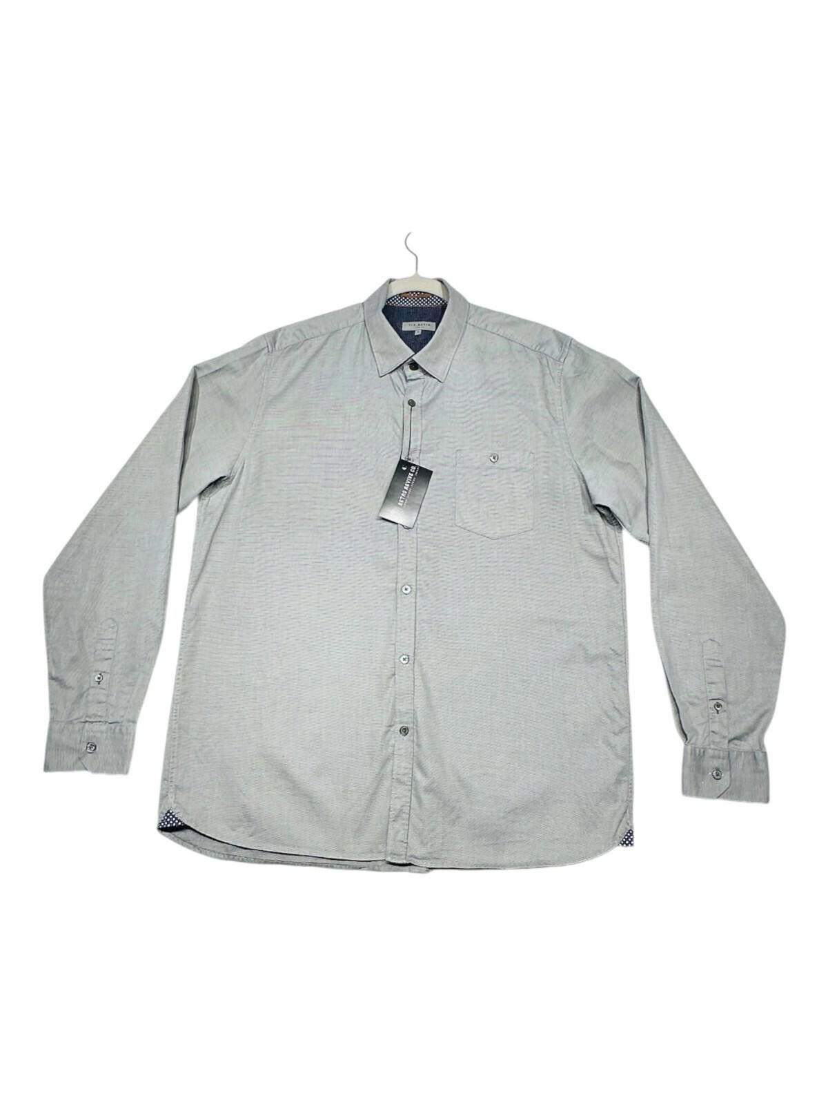 Ted Baker Ted Baker 6 Shirt Men's UK Size 2XL Grey Button Pocket Size 48R - 2 Thumbnail