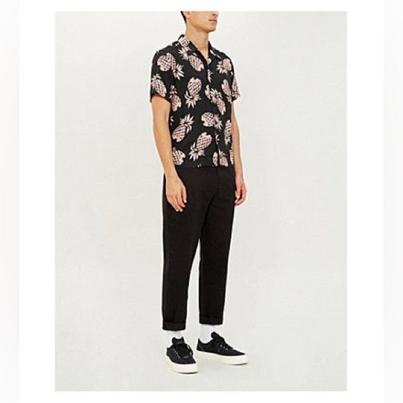 Sandro SANDRO Pineapple-print Relaxed-fit Crepe Shirt In Black xs Size US XS / EU 42 / 0 - 2 Thumbnail