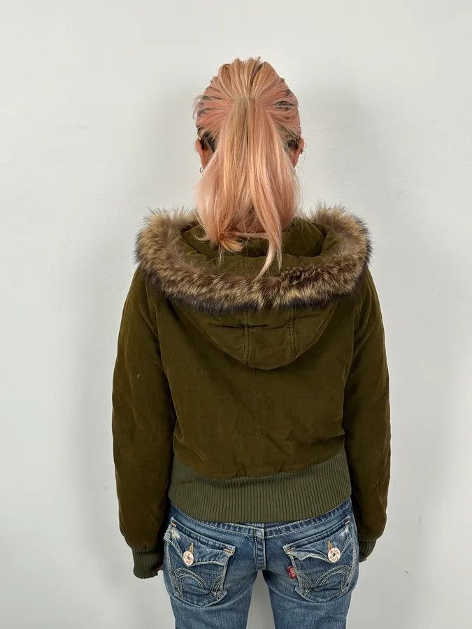 Dolce & Gabbana 2000s Dolce & Gabbana Khaki Corduroy Fur Hooded Buttoned Jacket Size M / US 6-8 / IT 42-44 - 2 Thumbnail