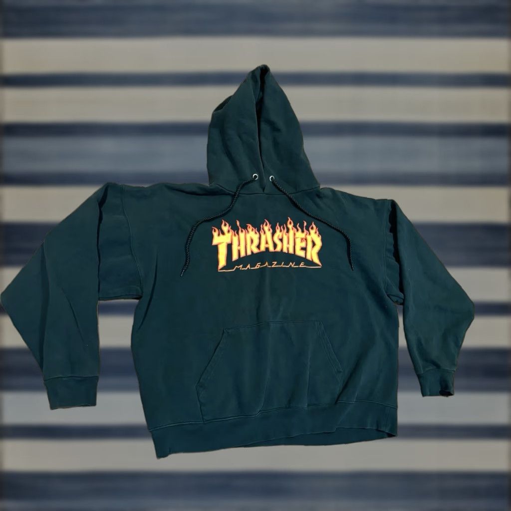 Thrasher VINTAGE Thrasher Pullover Hoodie Sweatshirt Forest Green Size M Men's Hooded Graphic Print 90s Grunge Nostalgia Sweatshirt Size US M / EU 48-50 / 2 - 1 Thumbnail