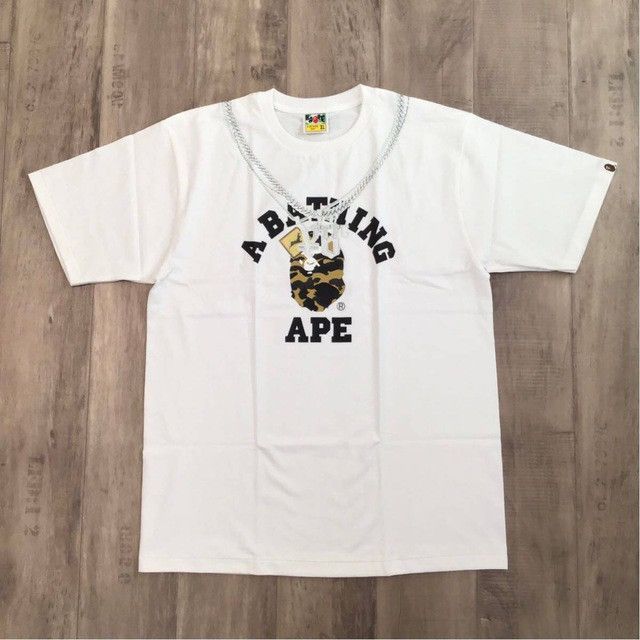 Bape BAPE × Yellow Bucks Necklace College logo T-shirt APE Size US XL / EU 56 / 4 - 1 Thumbnail
